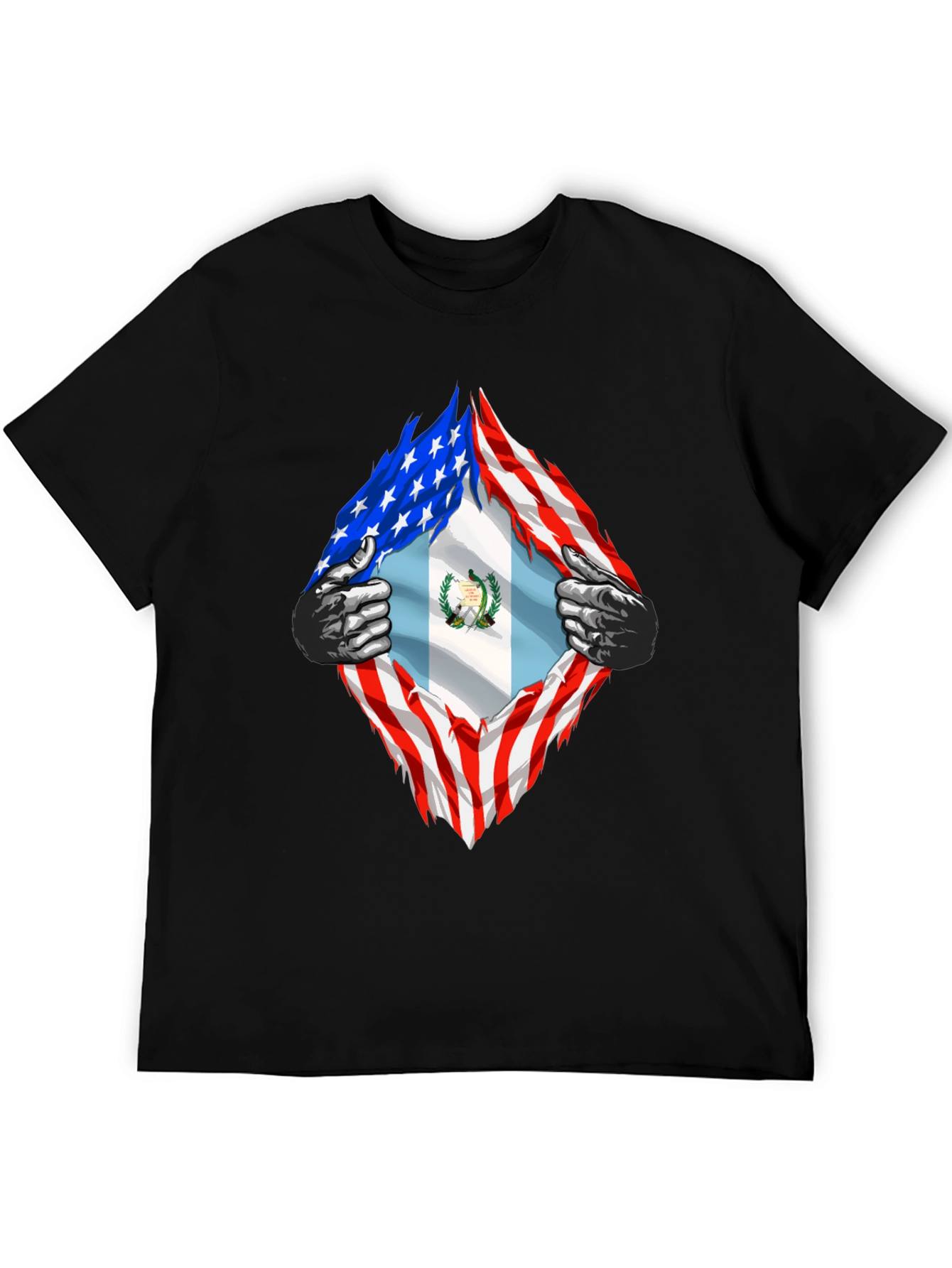 Black USA Guatemala Flag T-Shirt view 5