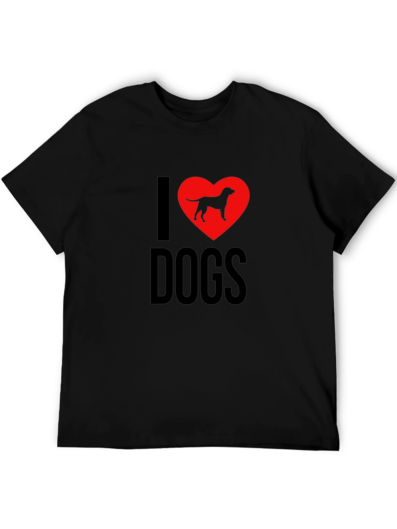Black I Love Dogs T-Shirt - Dog Breed Heart Design view 5