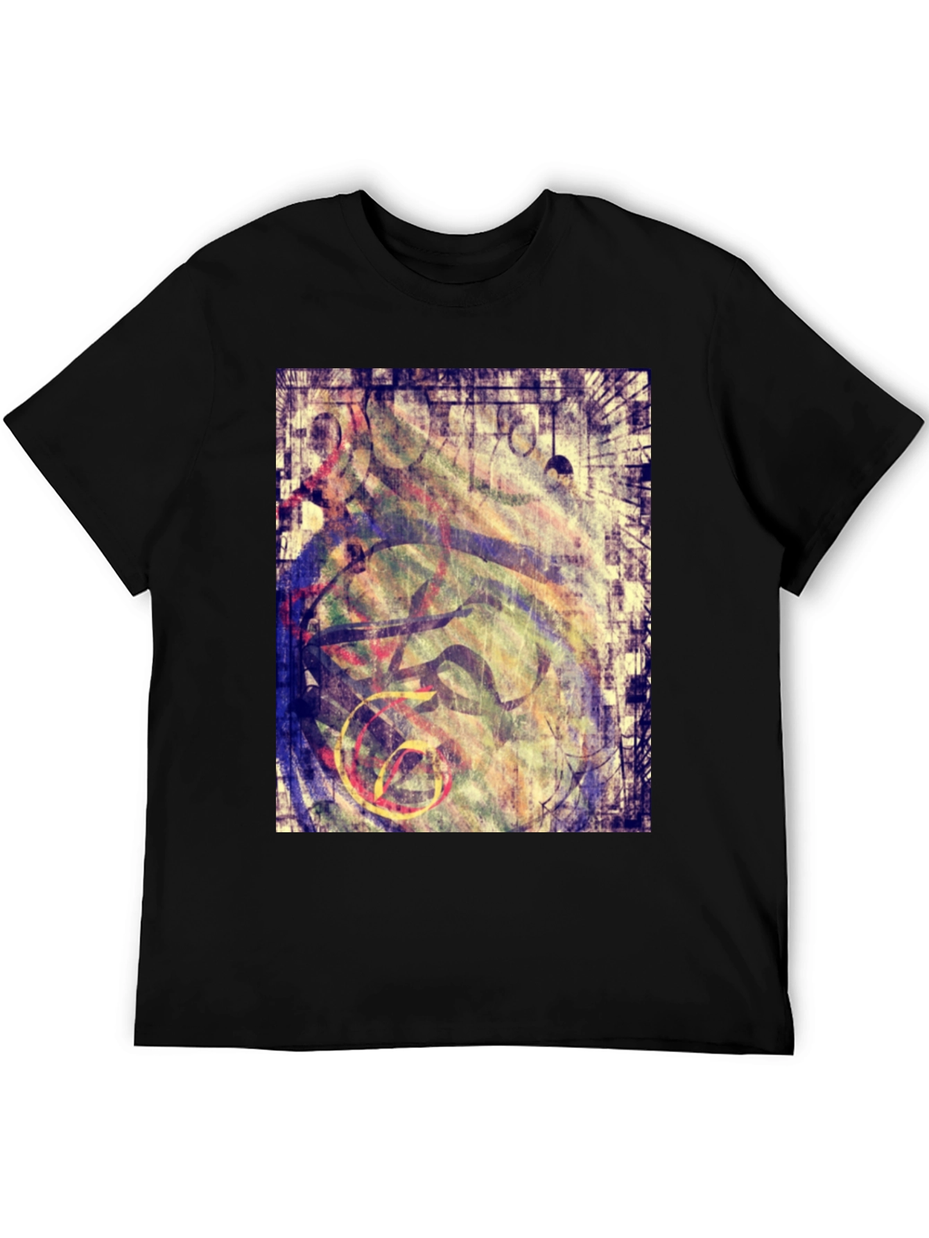 Black Abstract Graphic Print Black T-Shirt view 5