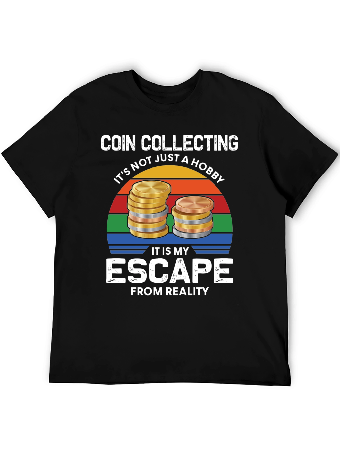 Black Coin Collecting Hobby T-Shirt view 5