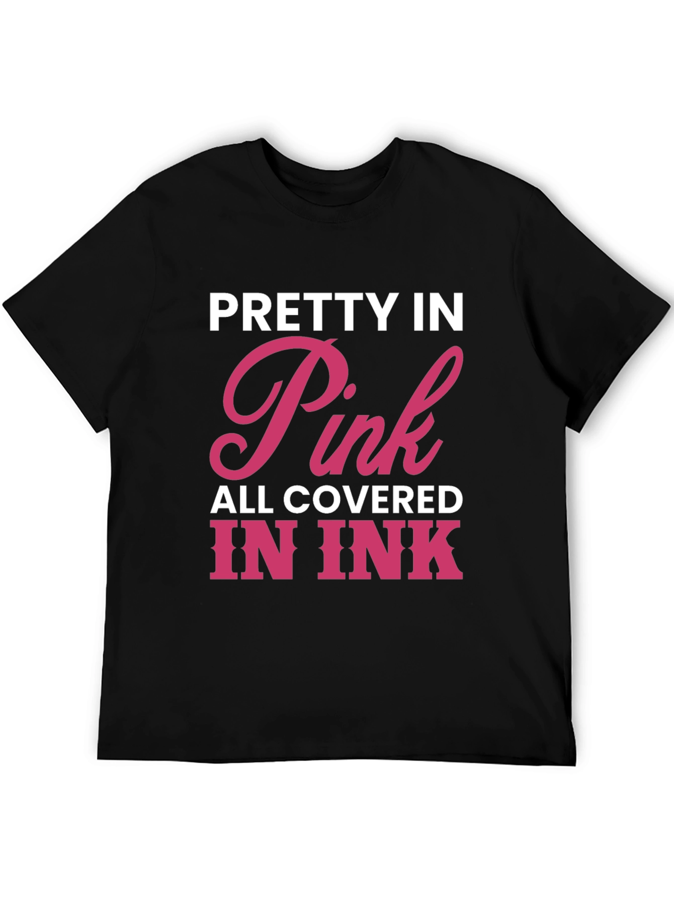 Black Pretty In Pink Tattoo Lover Tee view 5