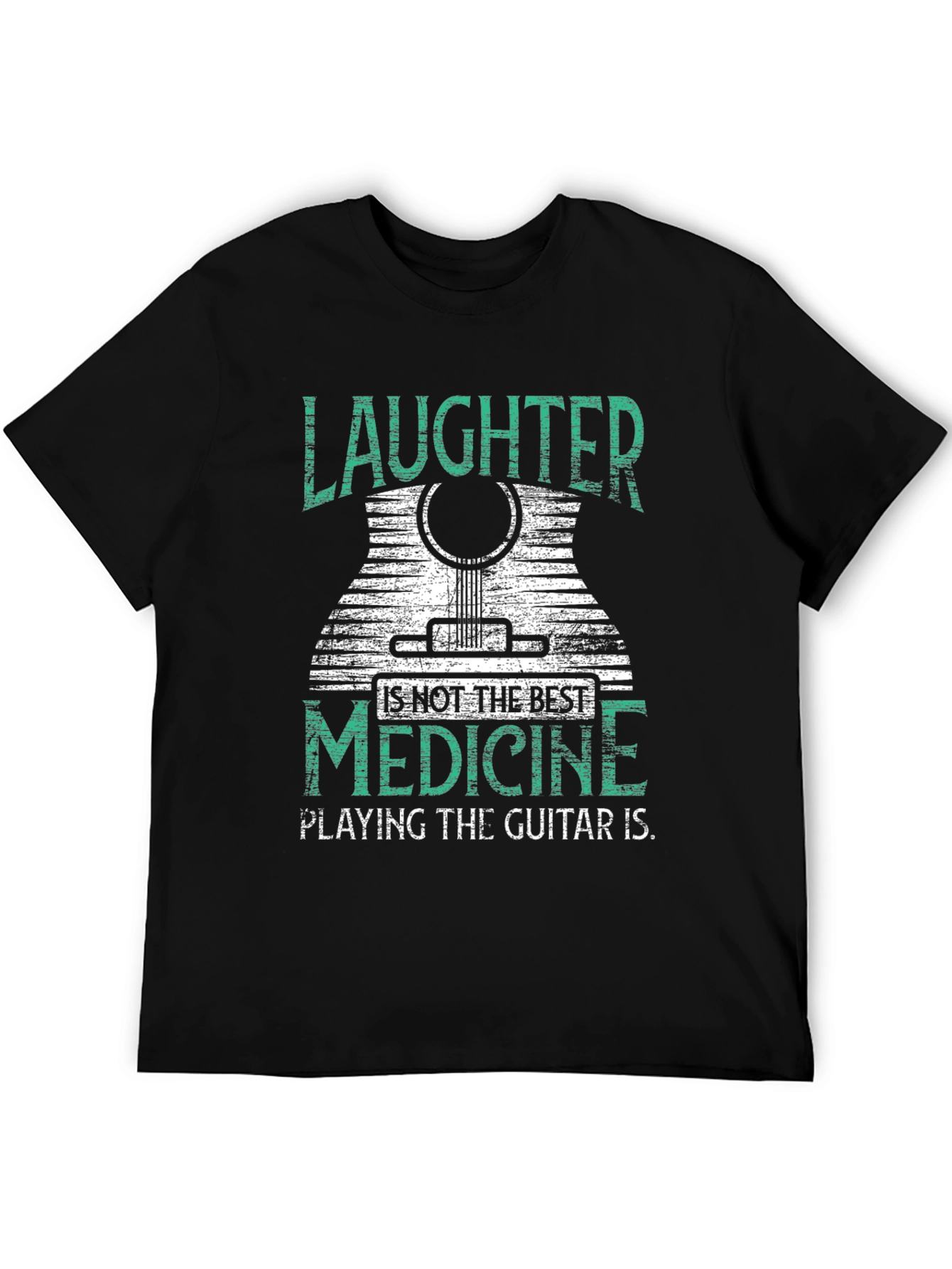 Black Laughter is Medicine Guitar Player T-Shirt view 5