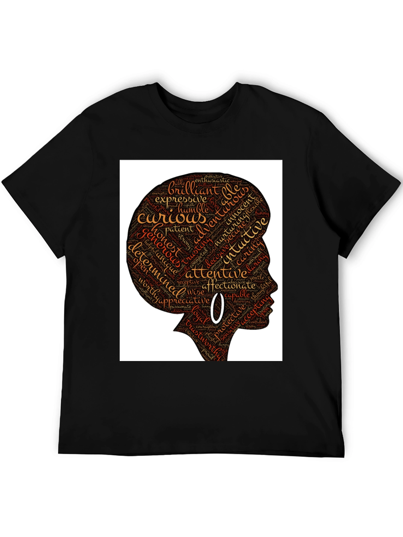 Black Empowered Woman Word Art T-Shirt view 5