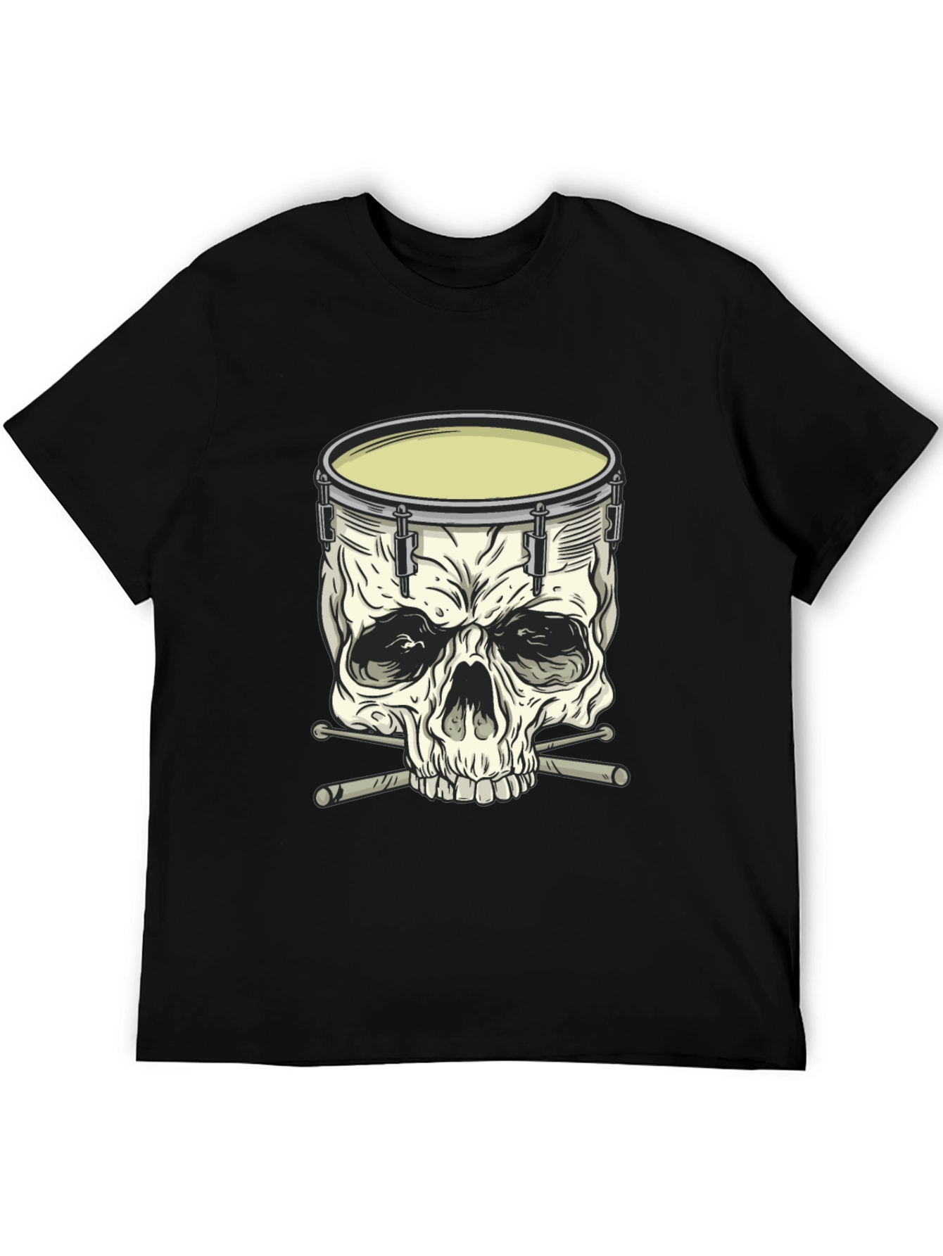 Black Skull Drummer Graphic T-Shirt - Rock Music Tee view 5