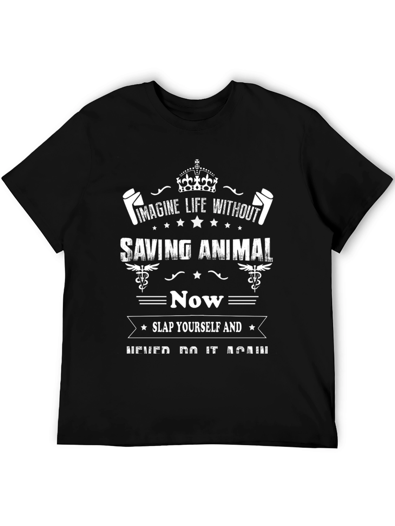 Black Imagine Saving Animals Funny Graphic T-Shirt view 5