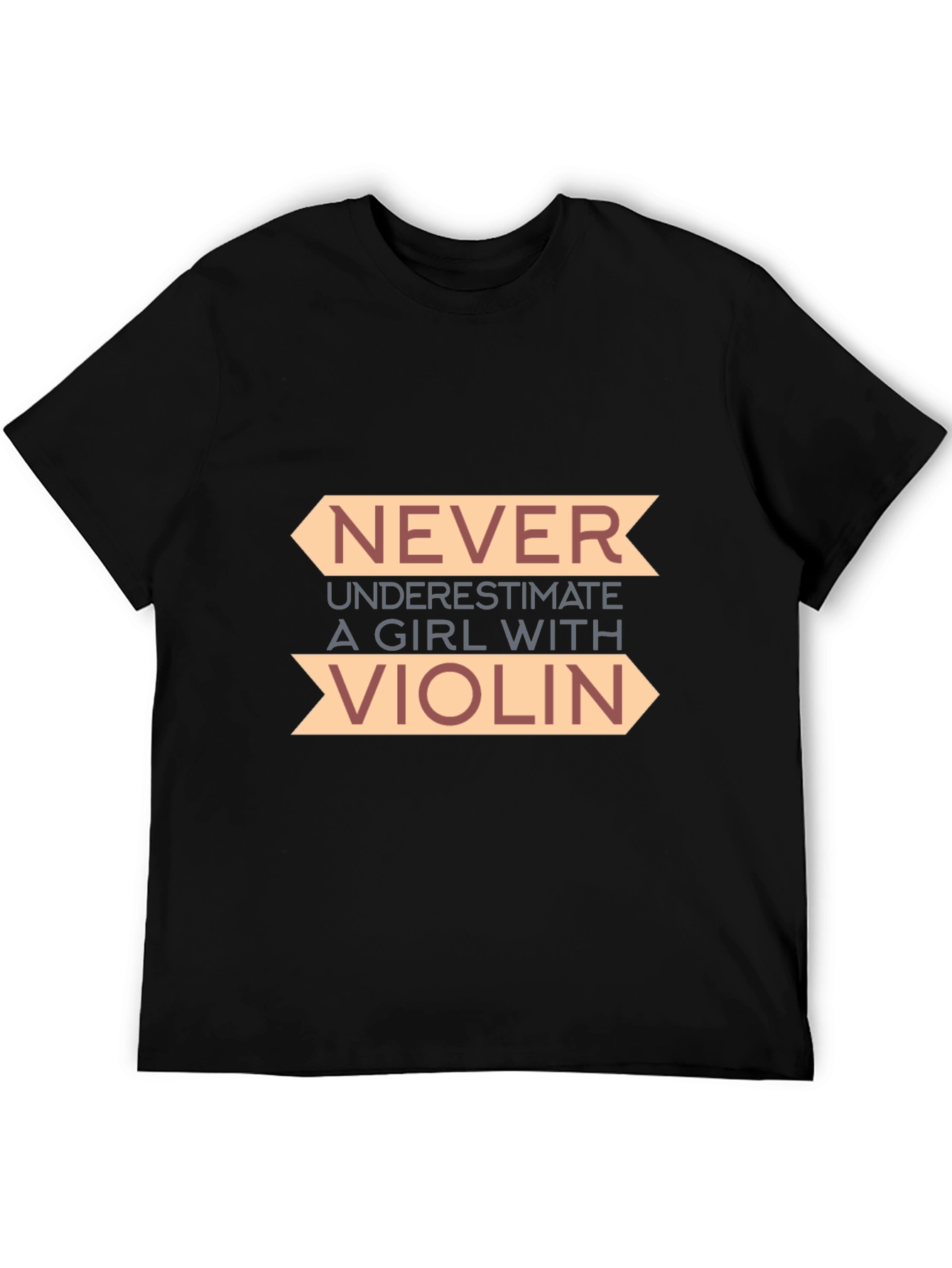 Black Never Underestimate a Girl with Violin T-Shirt view 5