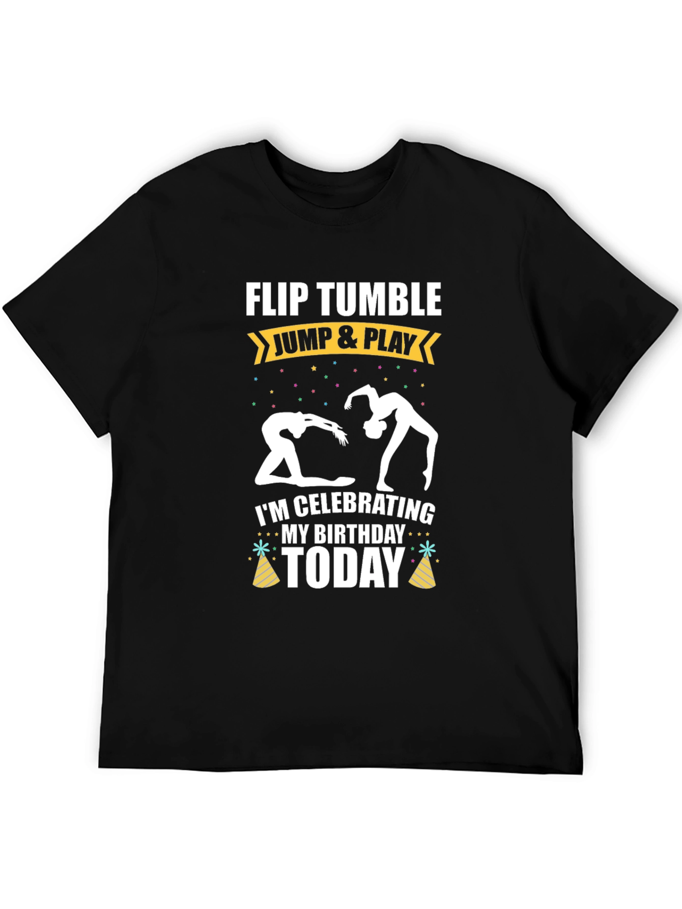 Black Gymnastics Birthday T-Shirt - Flip Tumble Jump & Play view 5