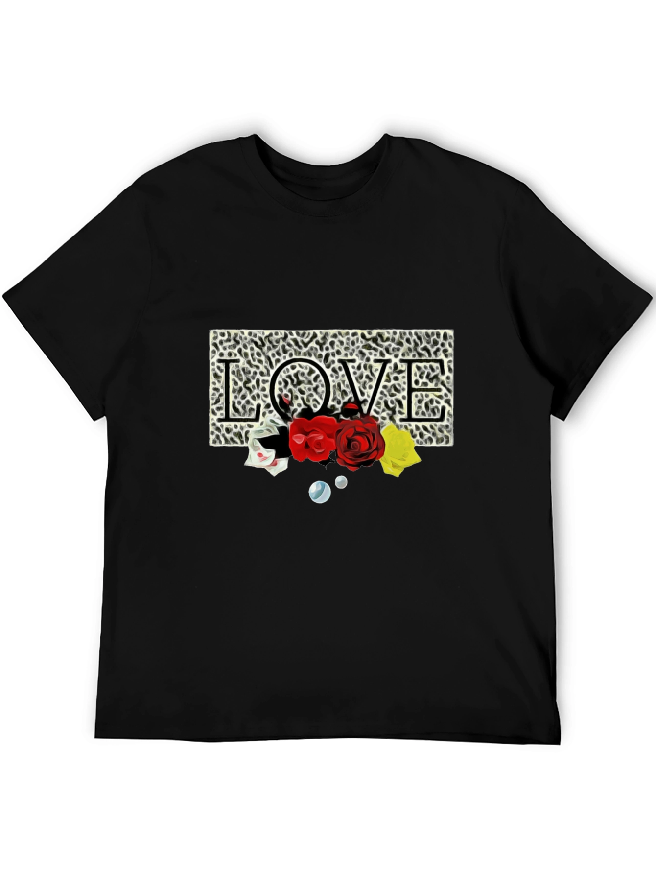 Black Leopard Love Roses Graphic T-Shirt view 5