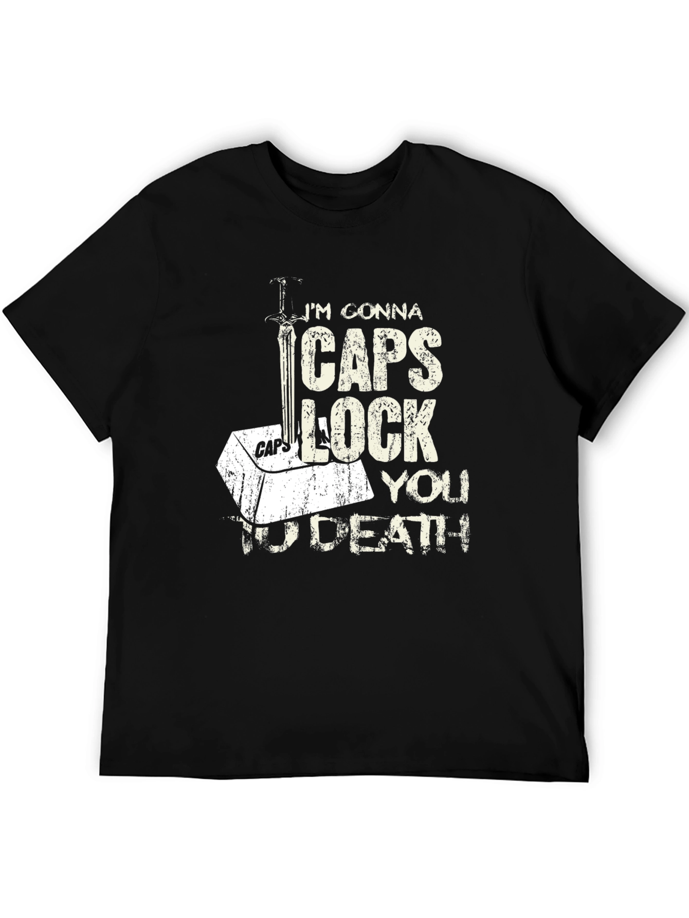 Black Caps Lock You To Death T-Shirt - Black view 5
