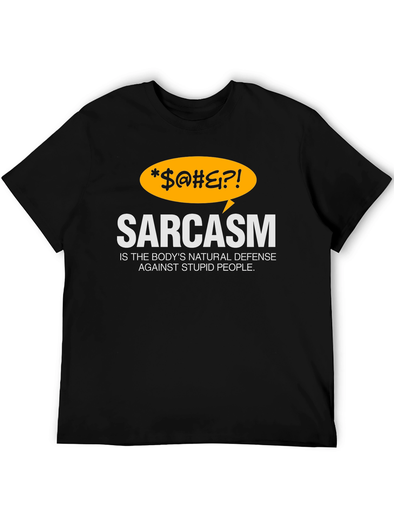 Black Sarcasm Defense Black Graphic T-Shirt view 5