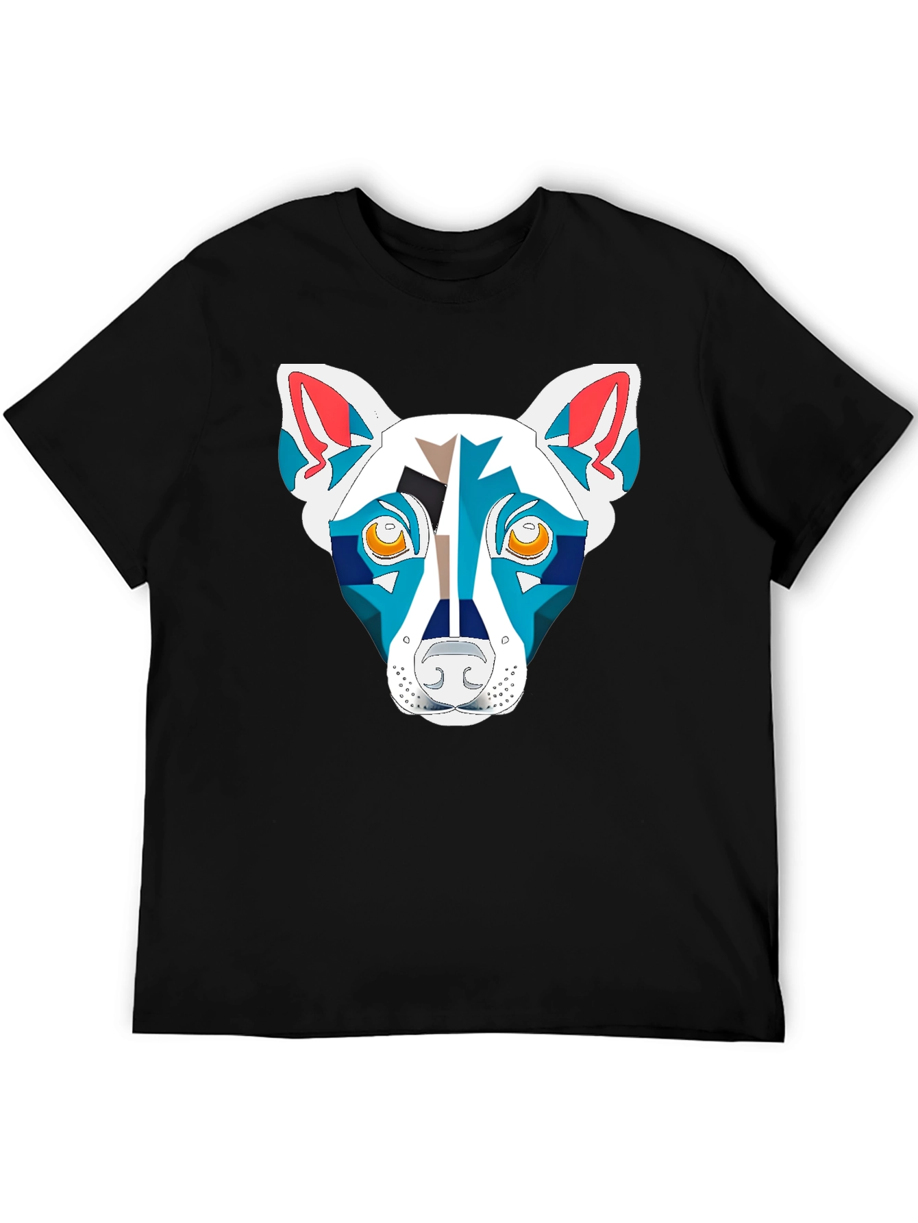 Black Geometric Dog Graphic Black T-Shirt view 5