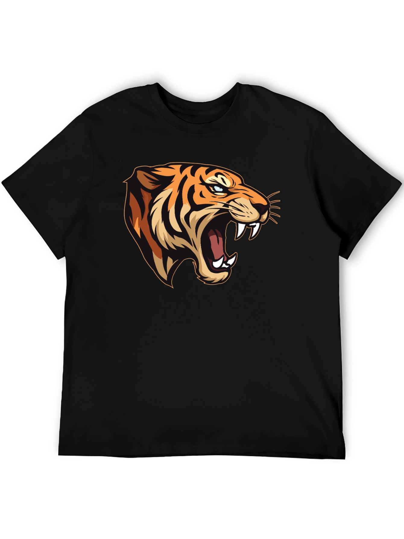Black Fierce Tiger Graphic Tee - Men's Black T-Shirt view 5