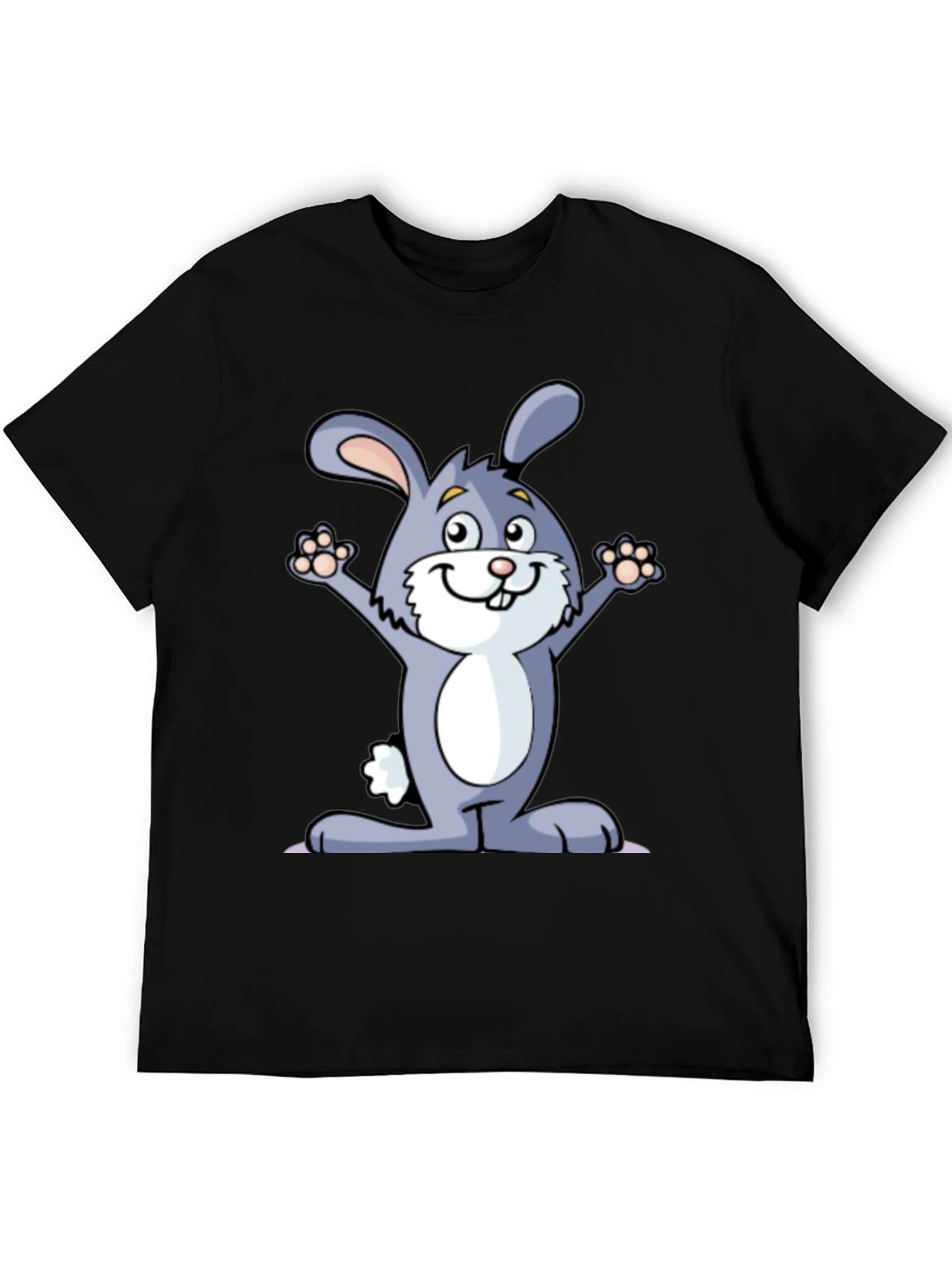 Black Funny Rabbit Graphic Tee - Black Cotton T-Shirt view 5