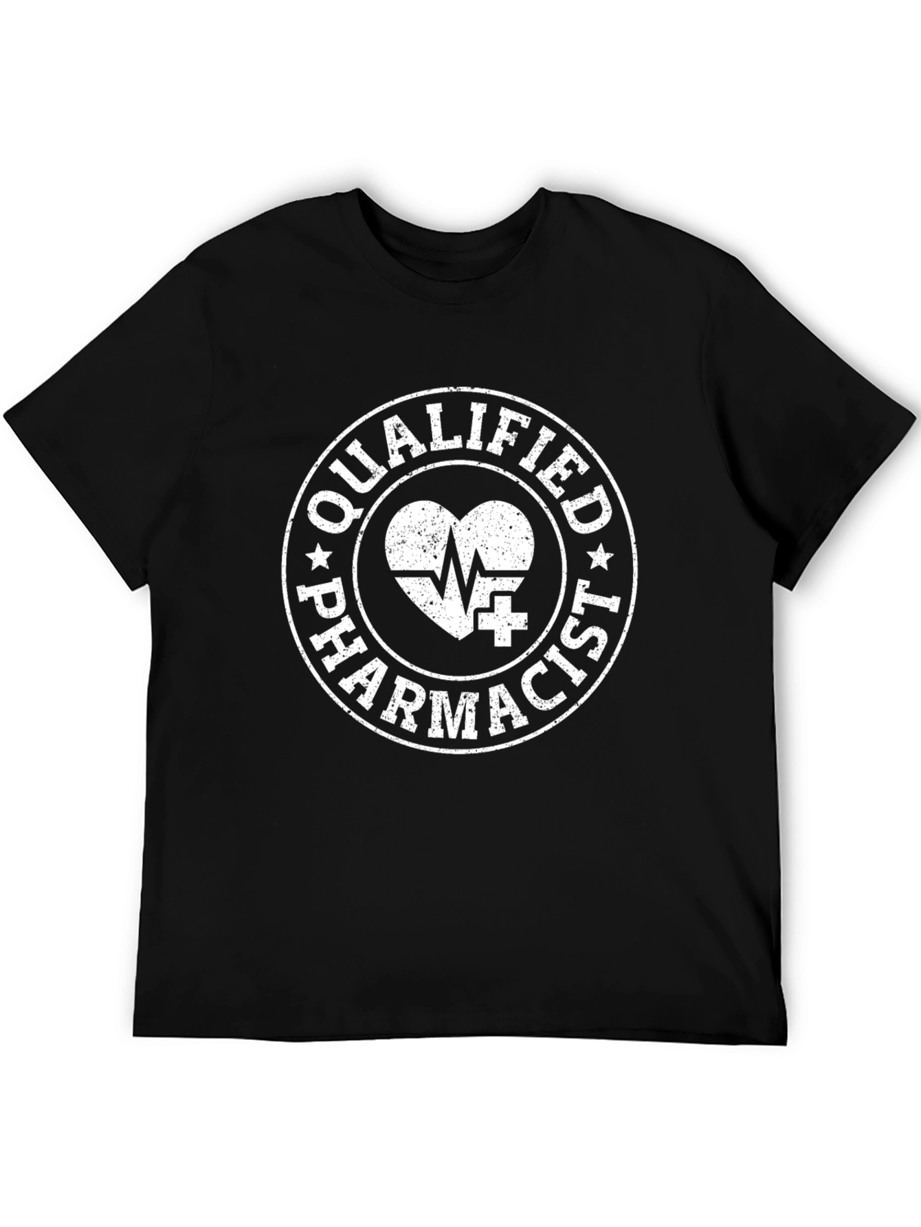 Black Qualified Pharmacist Heartbeat T-Shirt view 5