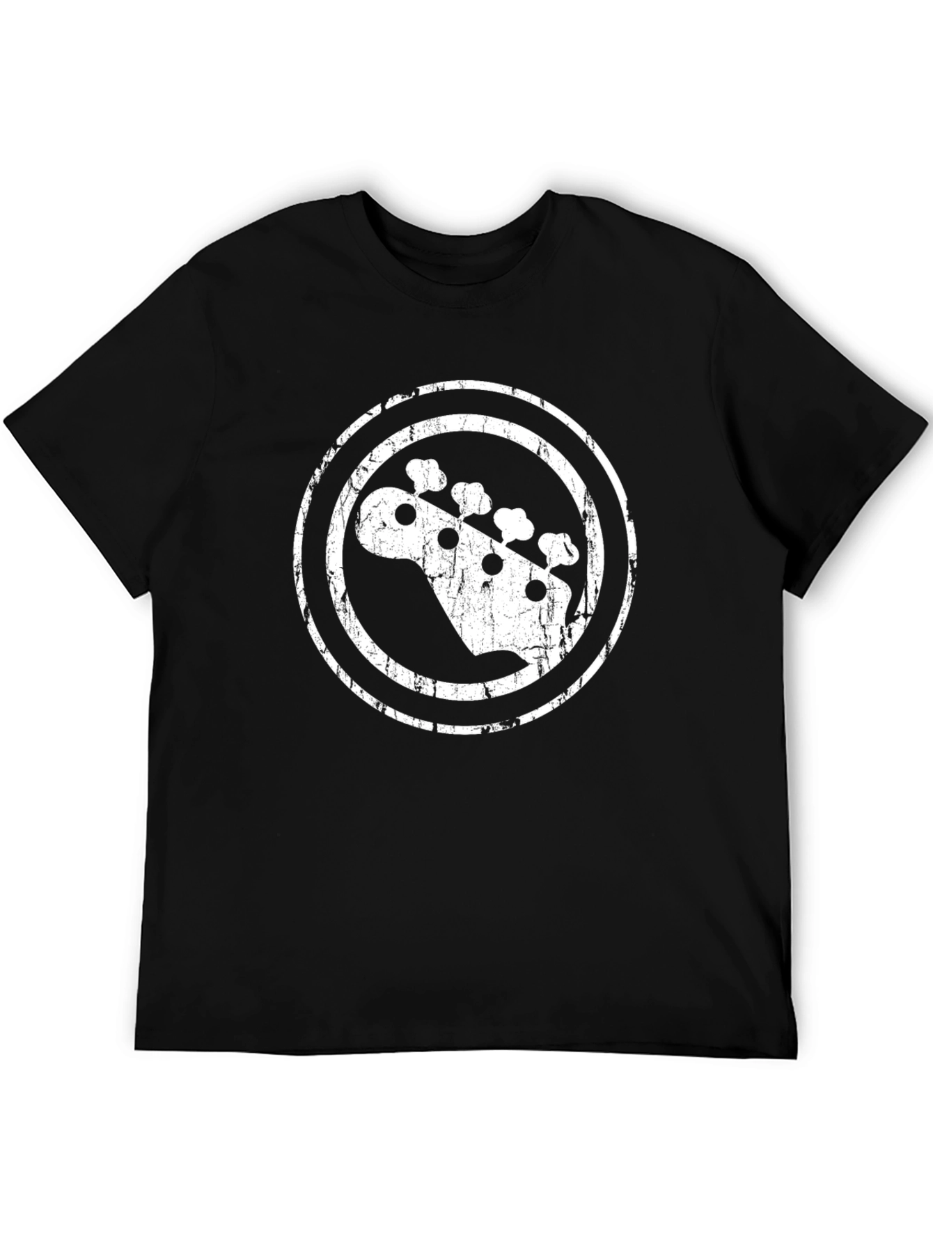 Black Vintage Bass Guitar Headstock T-Shirt view 5