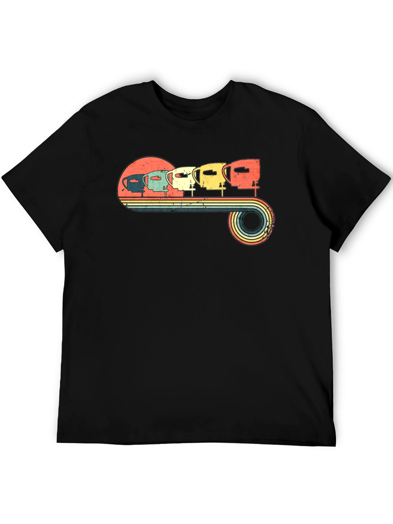 Black Vintage Camper Van T-Shirt view 5