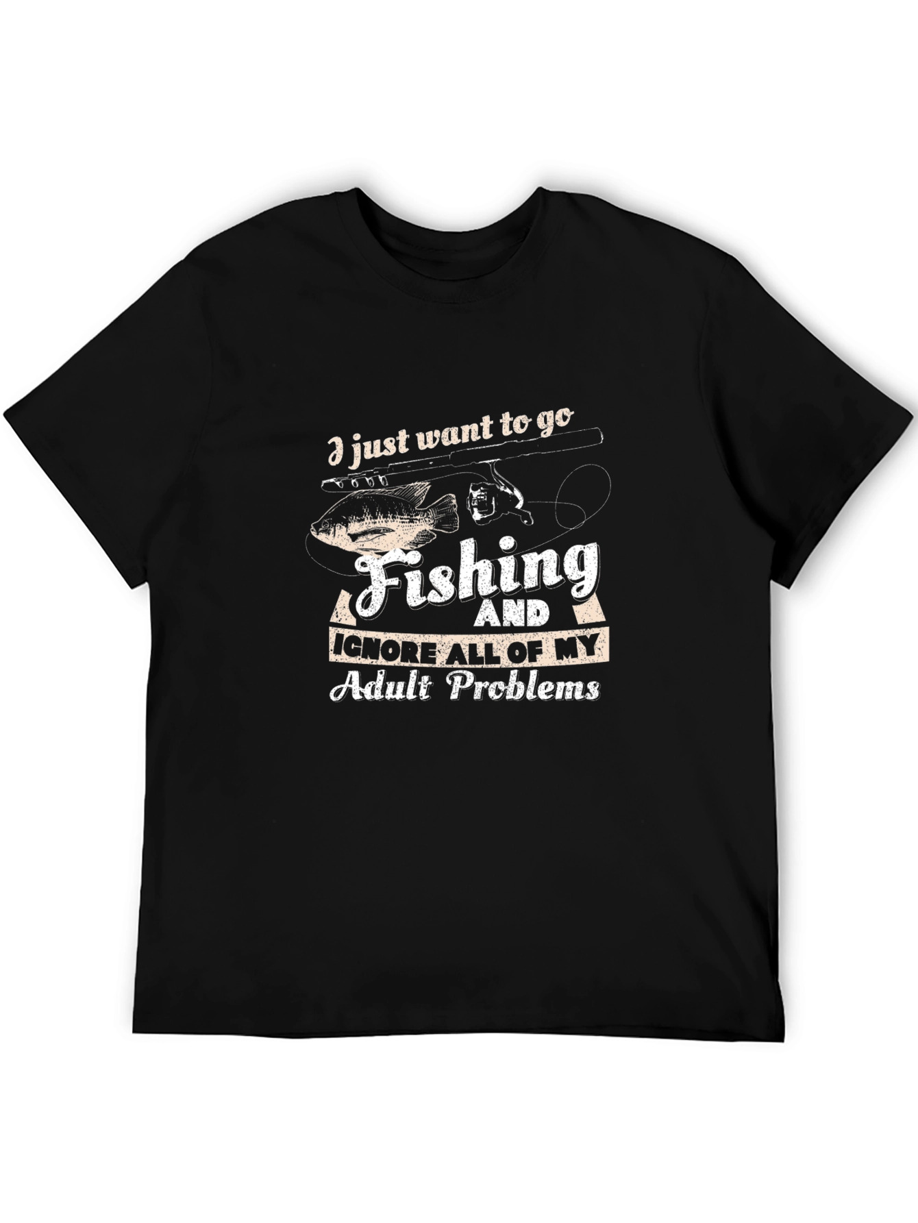Black Fishing T-Shirt: Ignore Adult Problems view 5