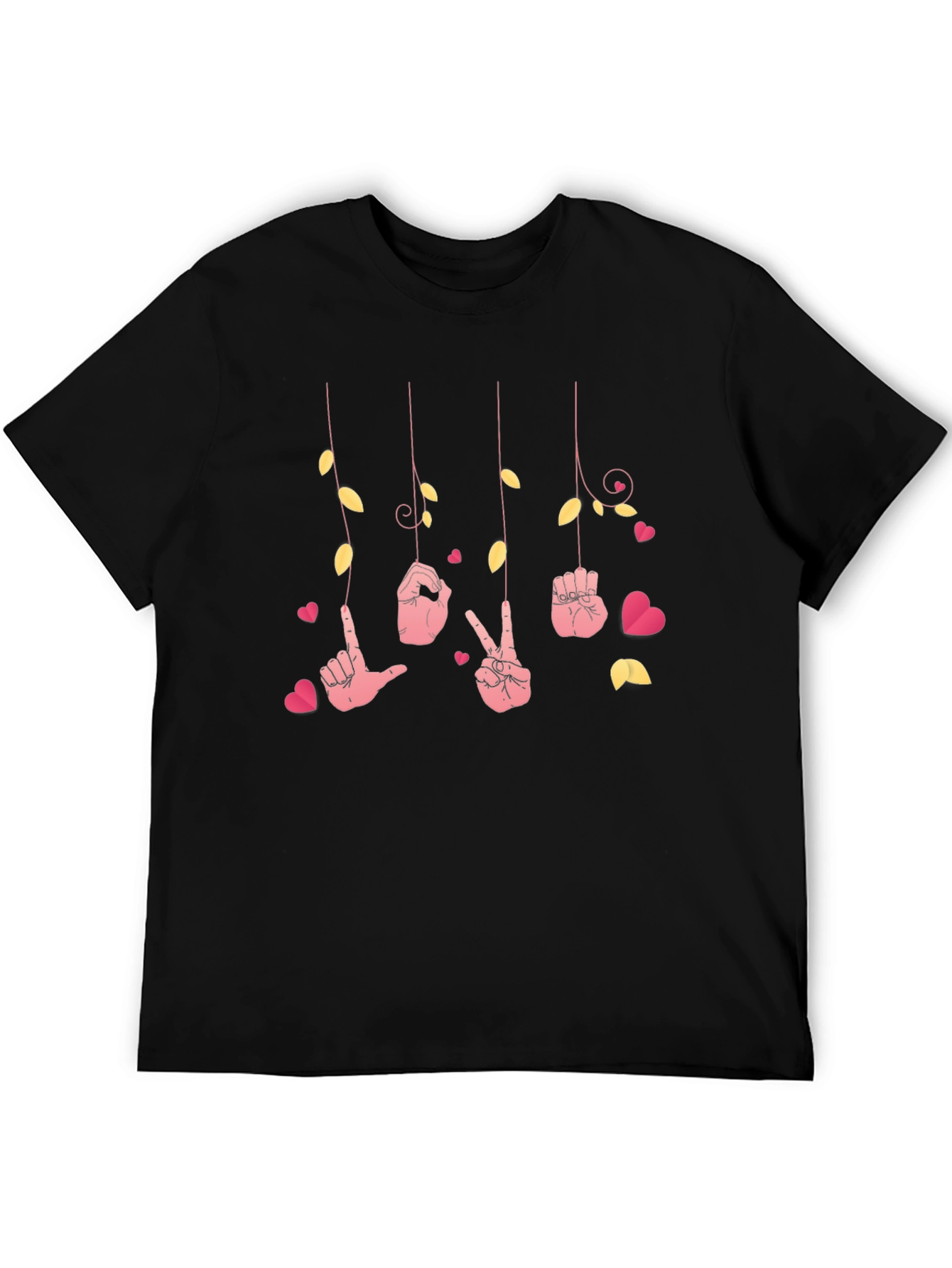 Black Love Sign Language T-Shirt - Heart Design view 5