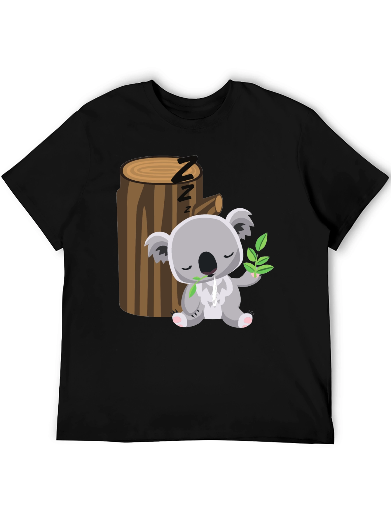 Black Sleeping Koala T-Shirt - Cute Cartoon Design view 5