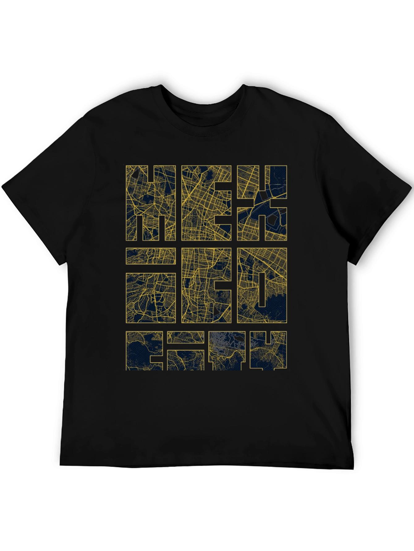 Black Geometric Map T-Shirt - Modern City Style view 5