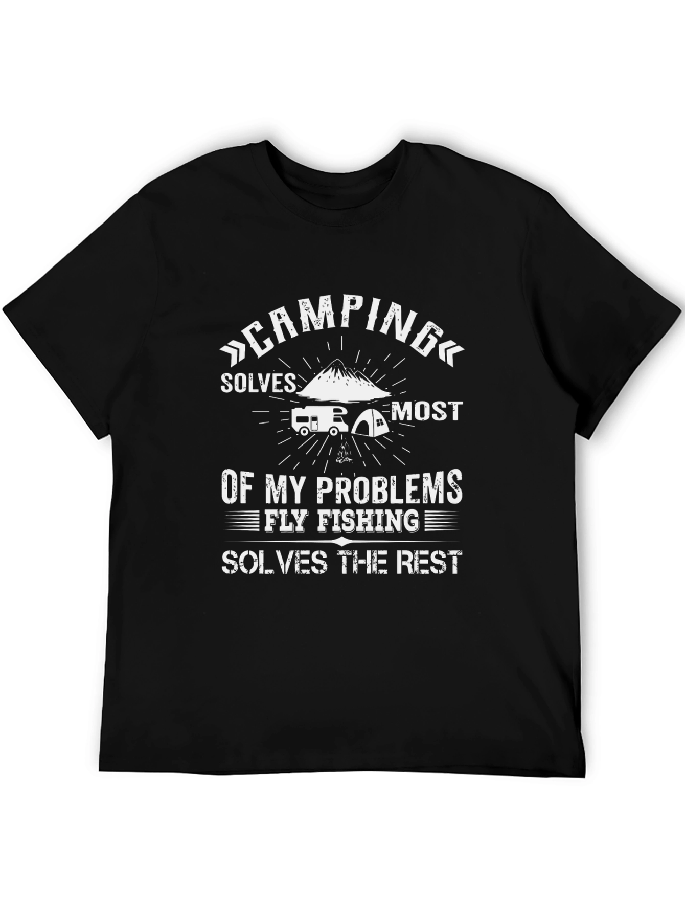 Black Camping & Fly Fishing Problem Solver T-Shirt view 5