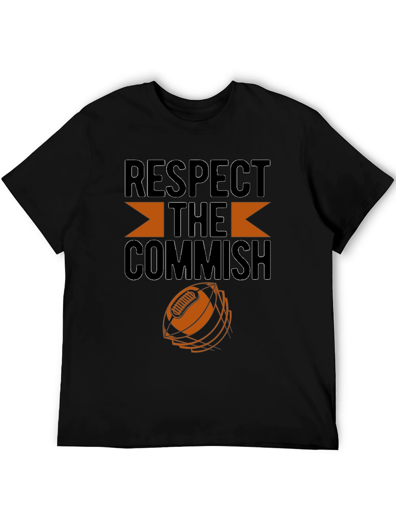 Black Respect the Commish Football Fan T-Shirt view 5