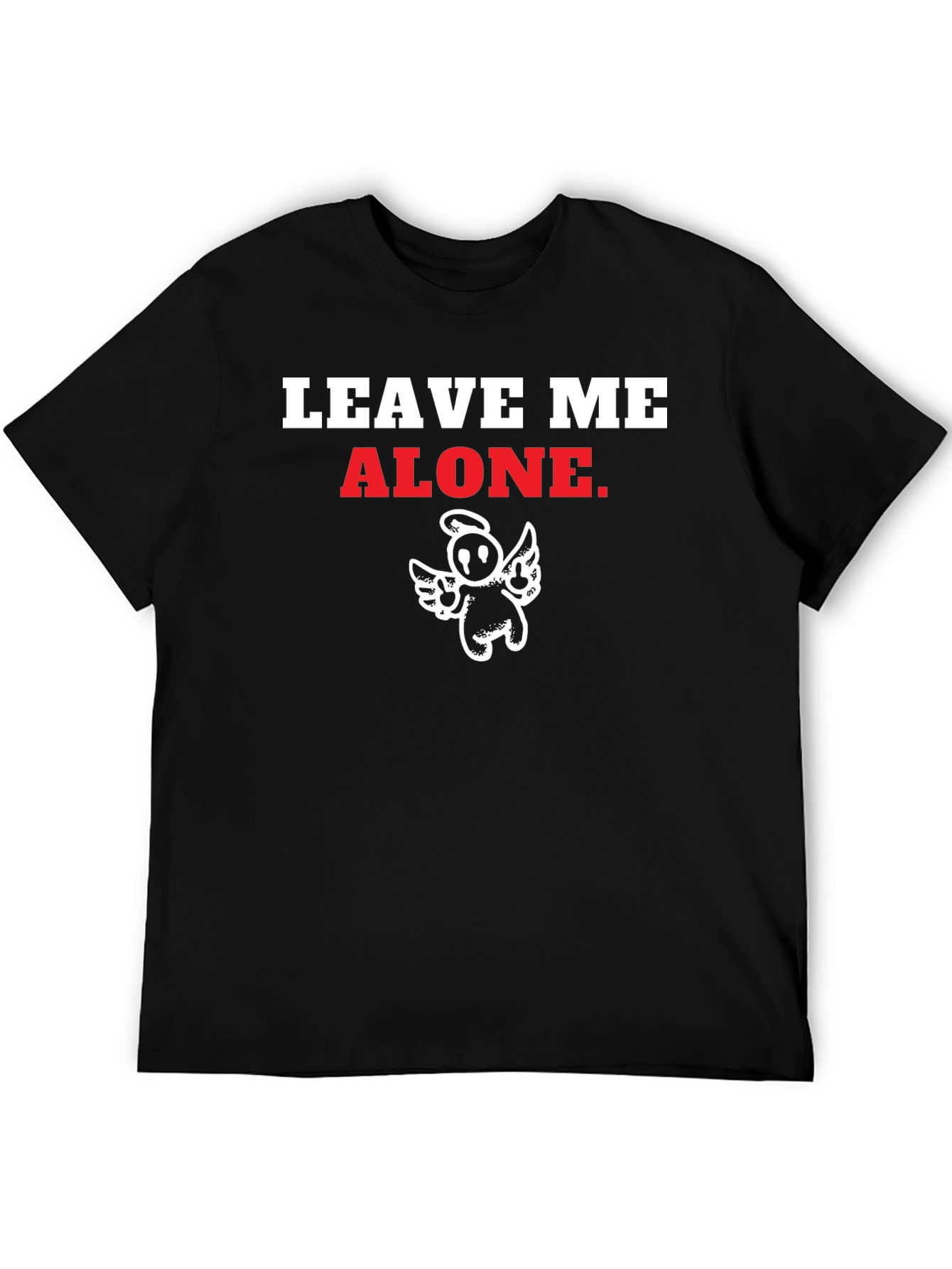 Black Leave Me Alone T-Shirt Funny Angel Graphic Tee view 5