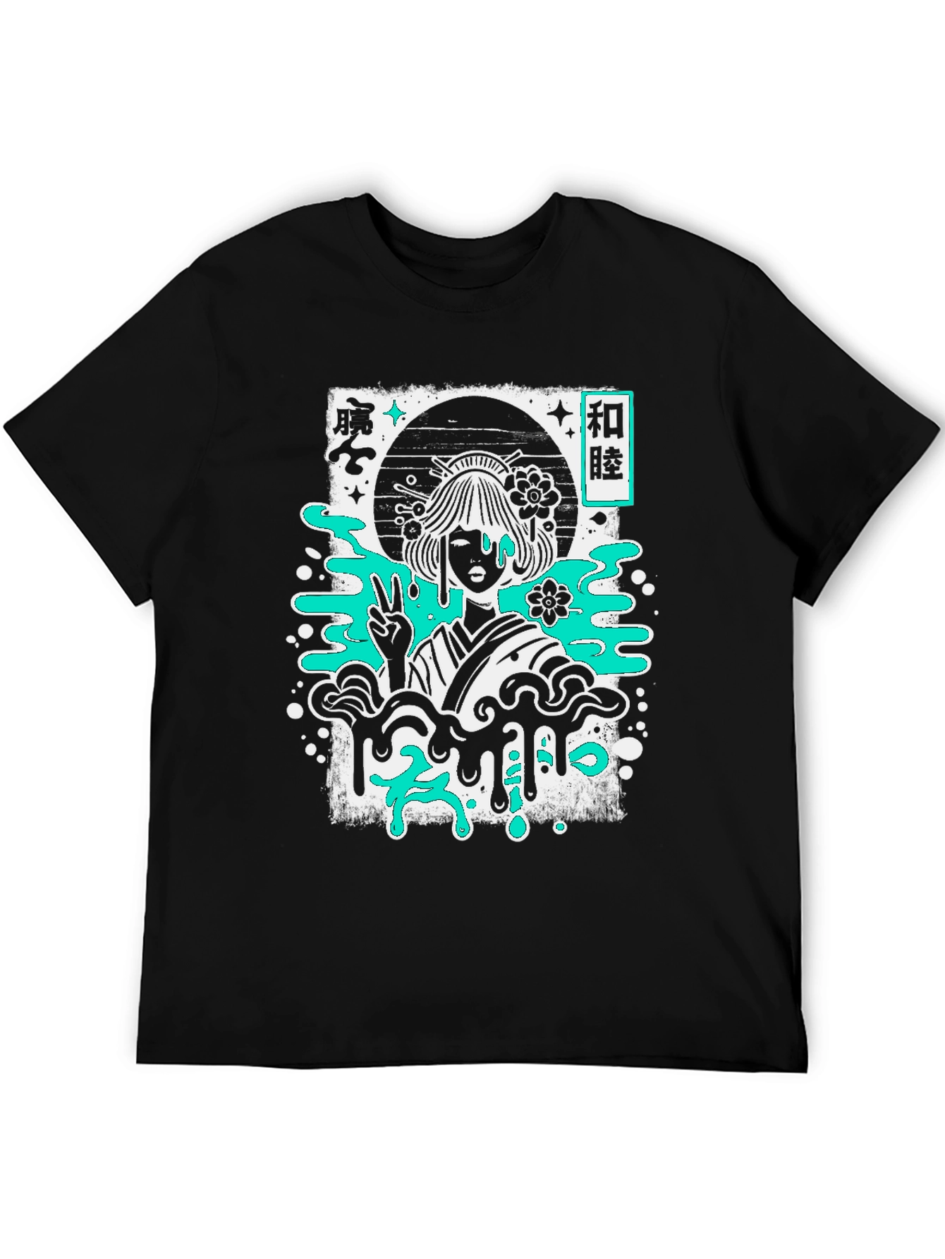 Black Geisha Graphic Tee - Black Cotton T-Shirt view 5