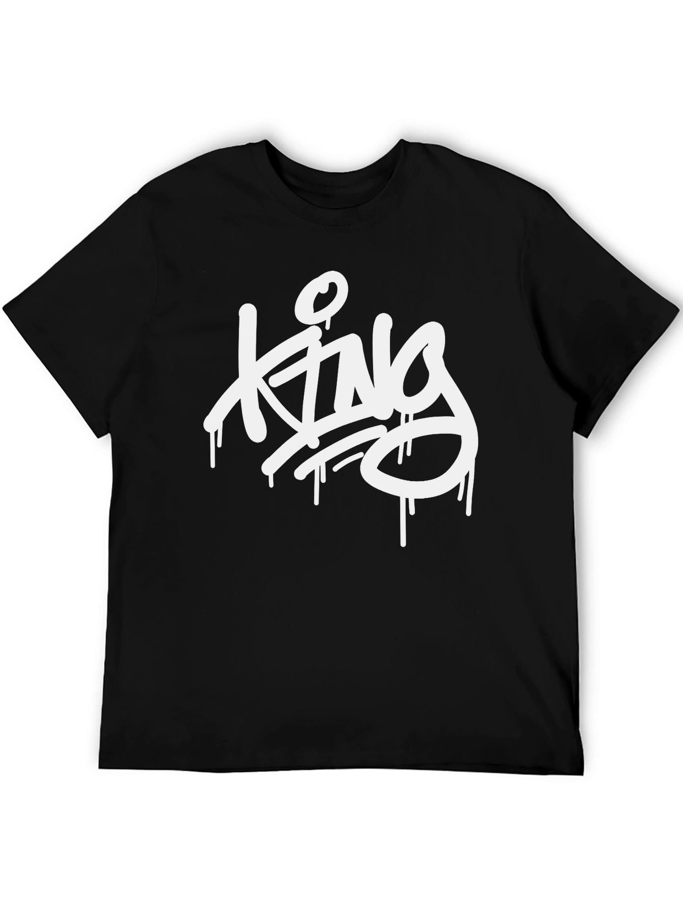 Black King Drip Graphic Tee - Black Crew Neck Casual view 5