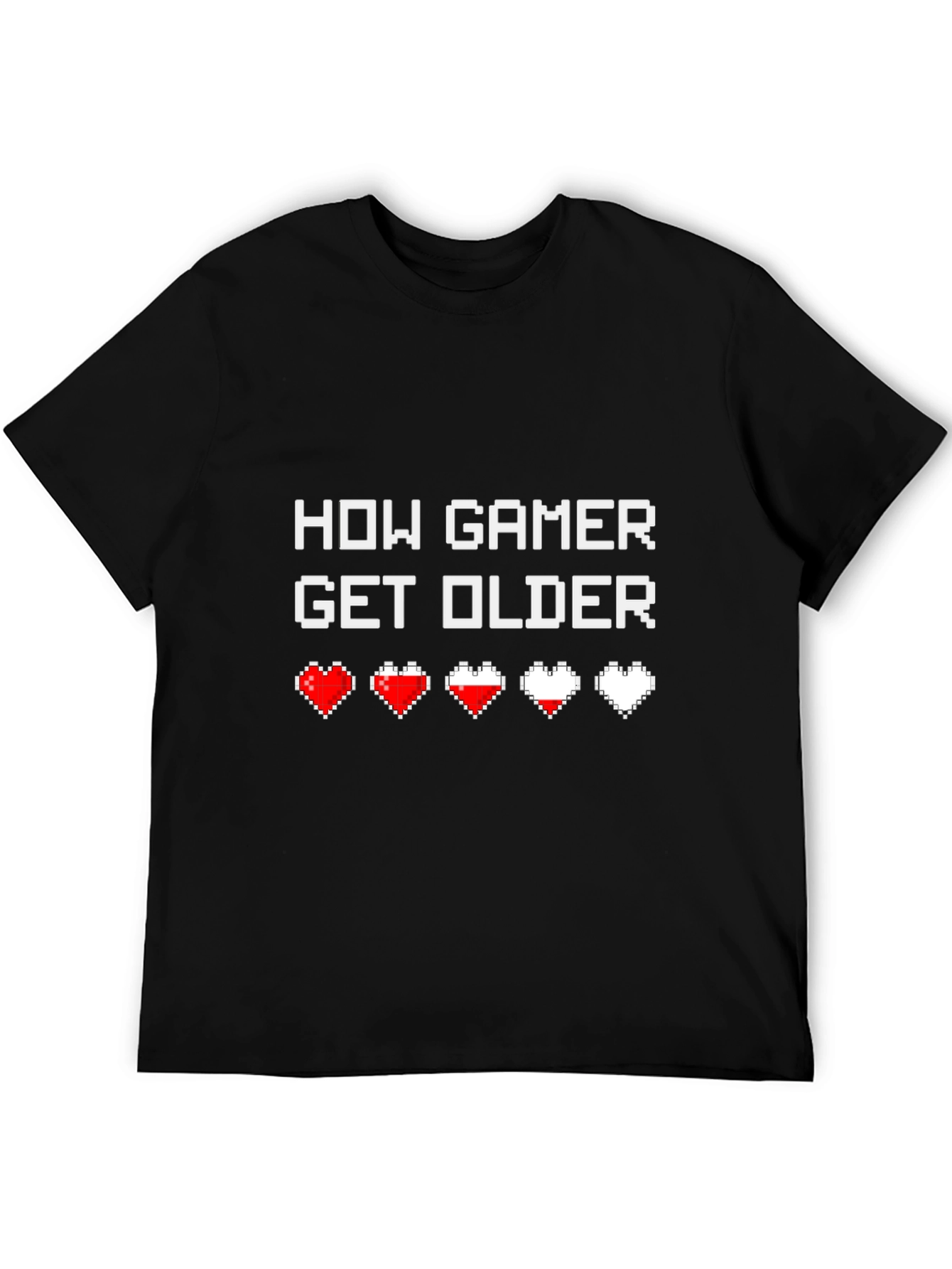 Black How Gamer Get Older Funny Graphic T-Shirt view 5