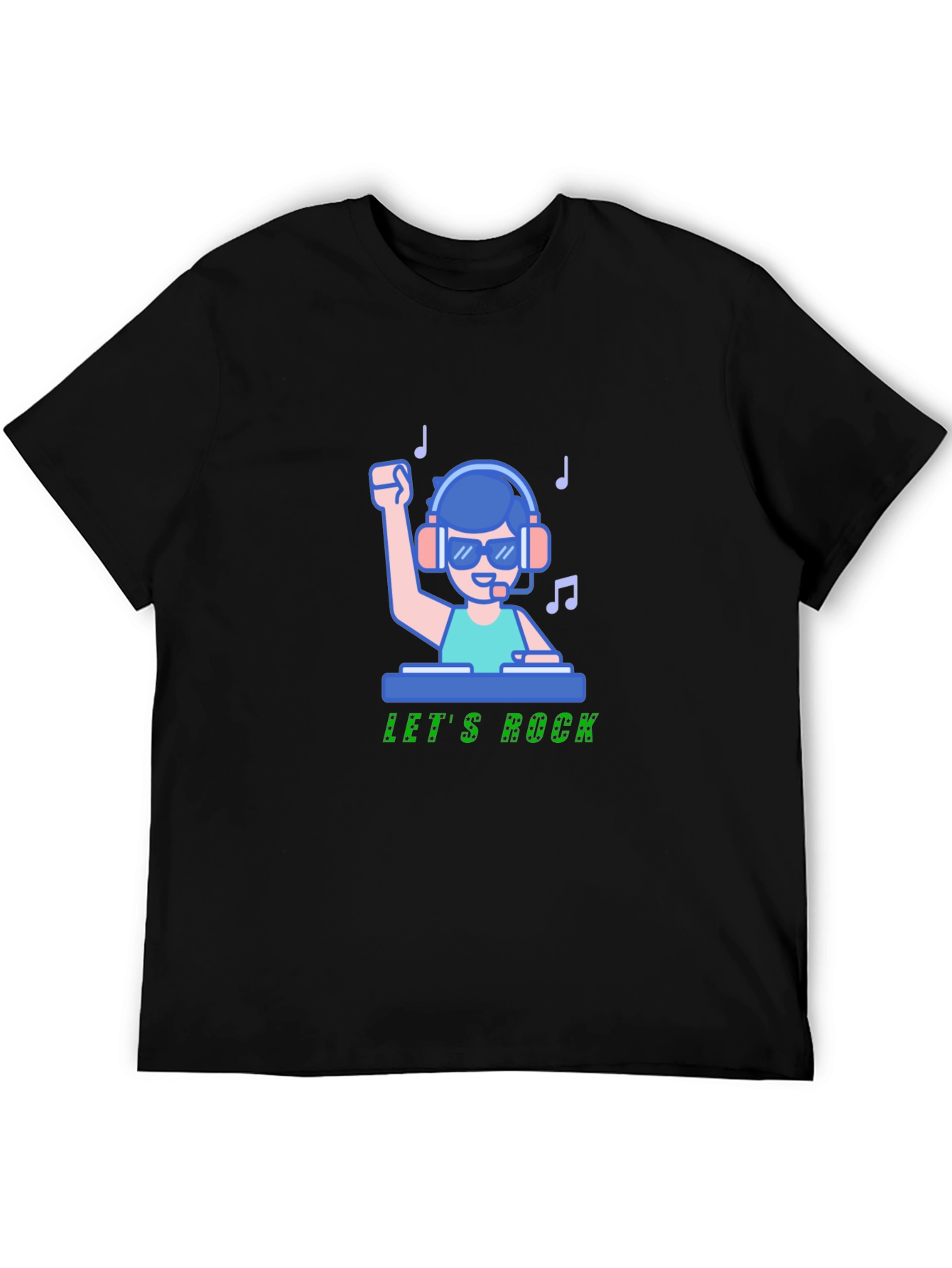 Black DJ Let's Rock Graphic T-Shirt view 5
