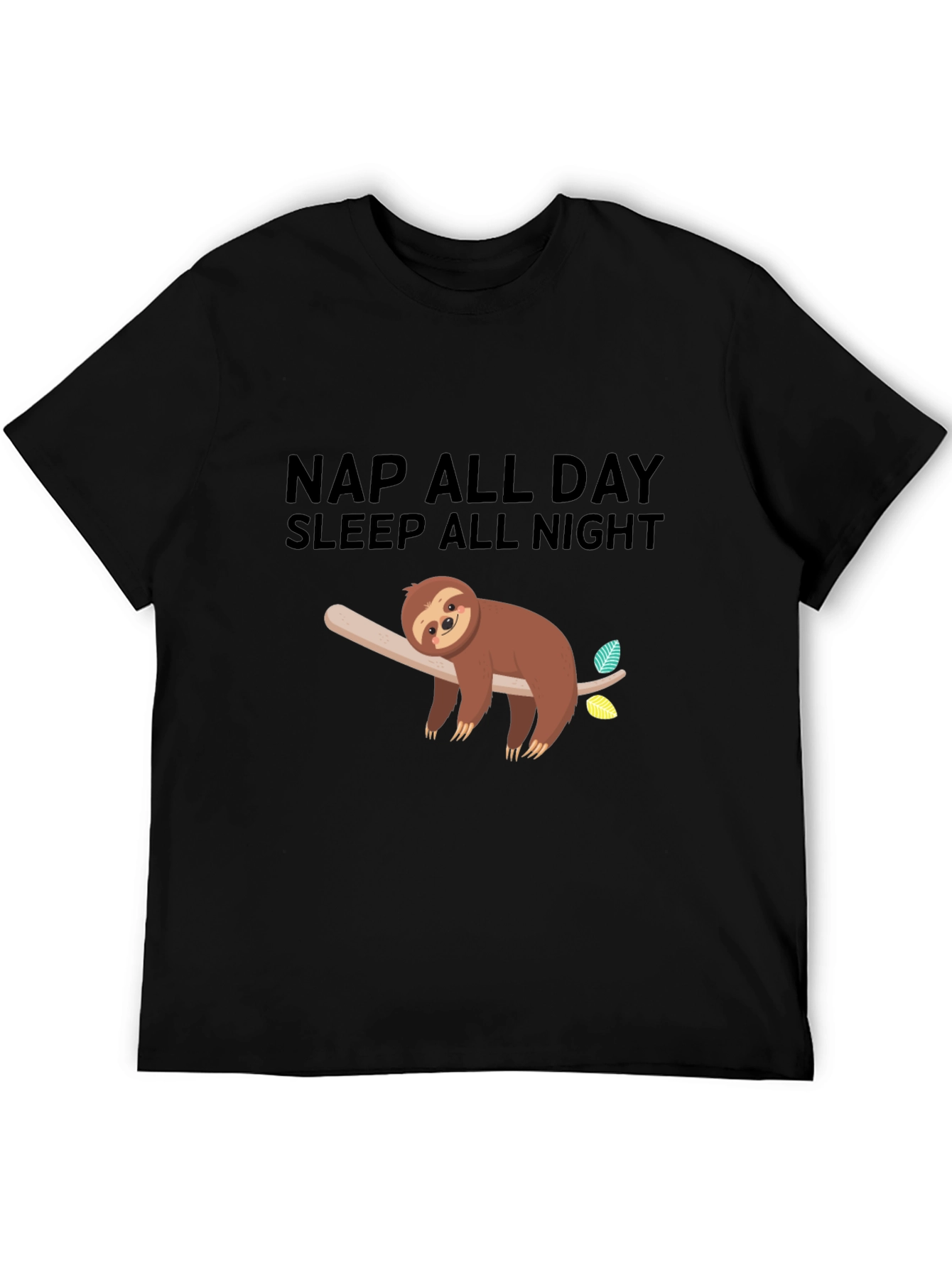 Black Nap All Day Sloth Graphic Tee - Black Casual Comfort view 5