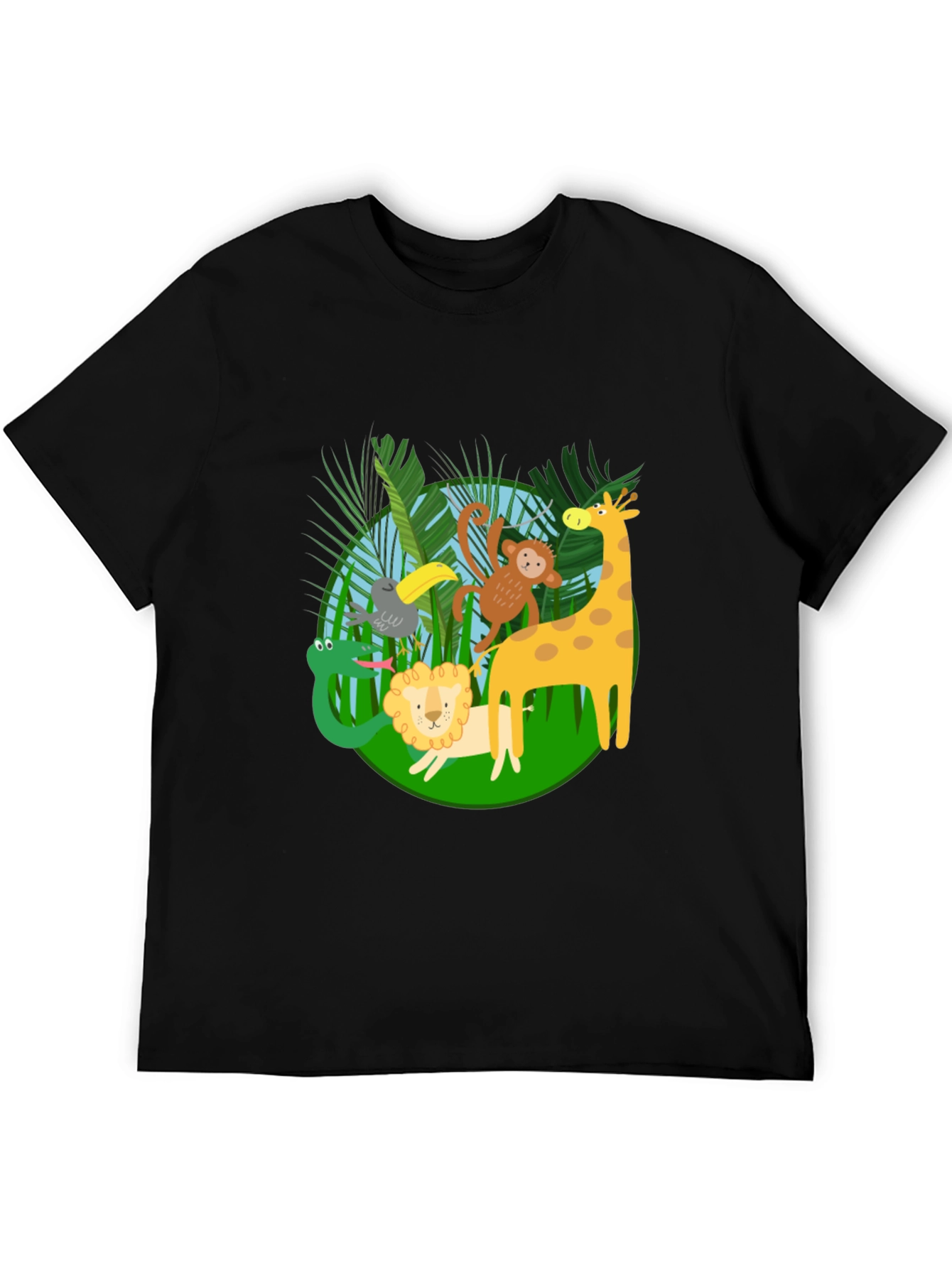 Black Jungle Animals T-Shirt - Fun & Playful Design view 5