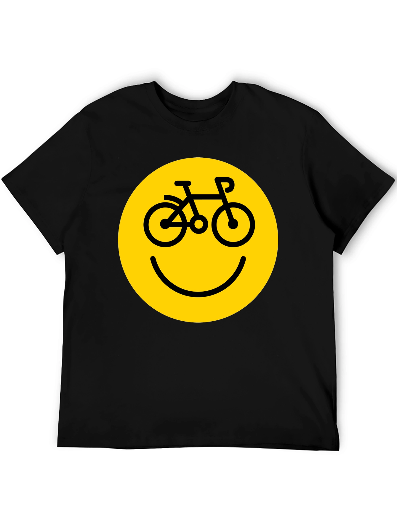 Black Smiley Face Bike T-Shirt - Yellow Graphic view 5