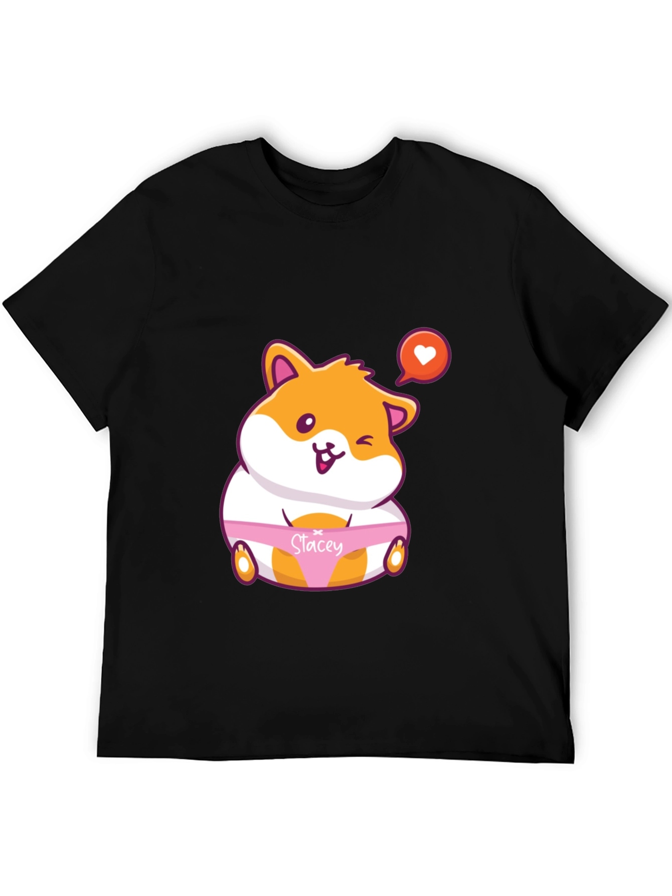 Black Cute Hamster 'Stacey' Graphic T-Shirt view 5