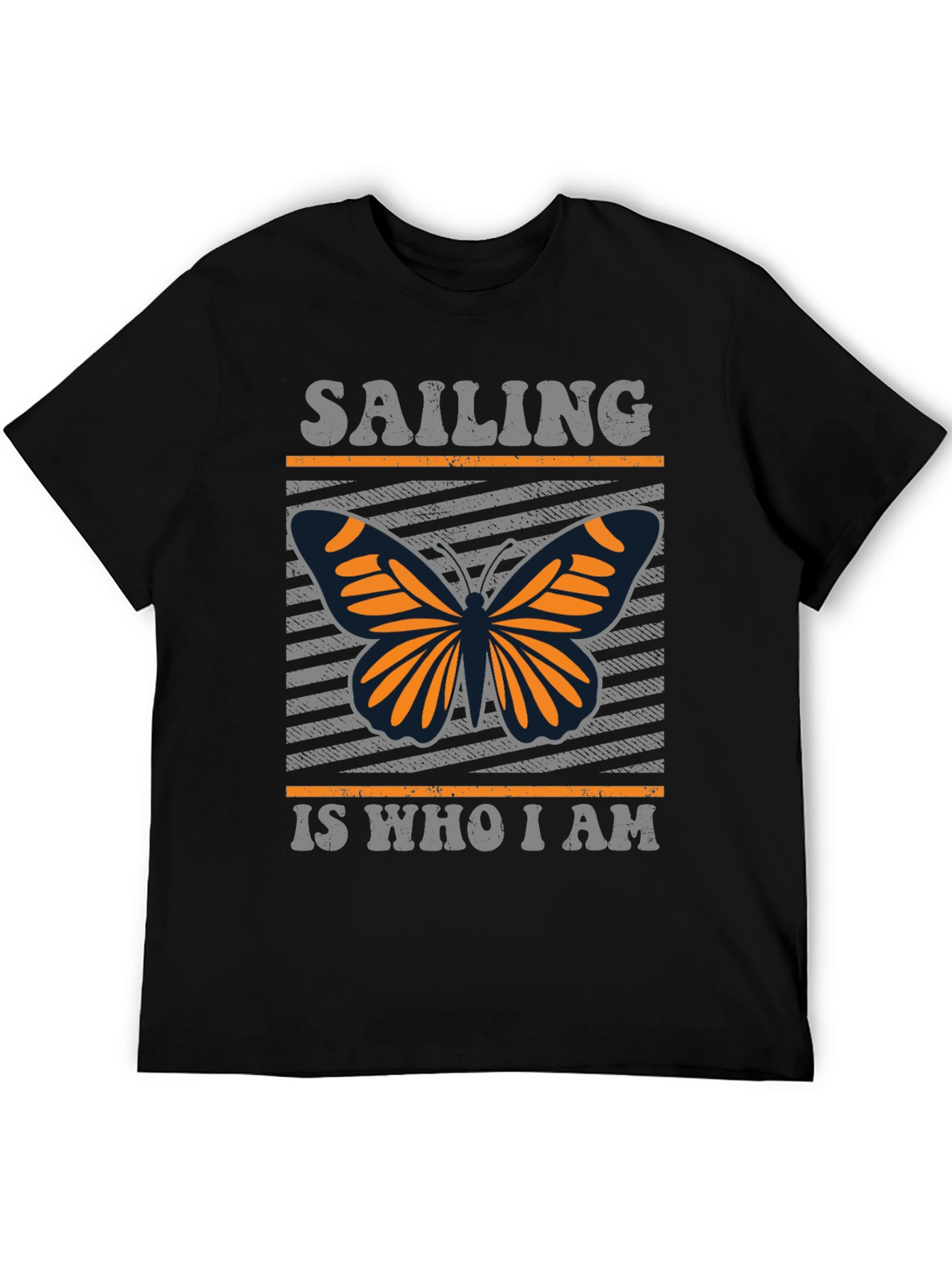 Black Sailing Butterfly T-Shirt - Unique Design Tee view 5