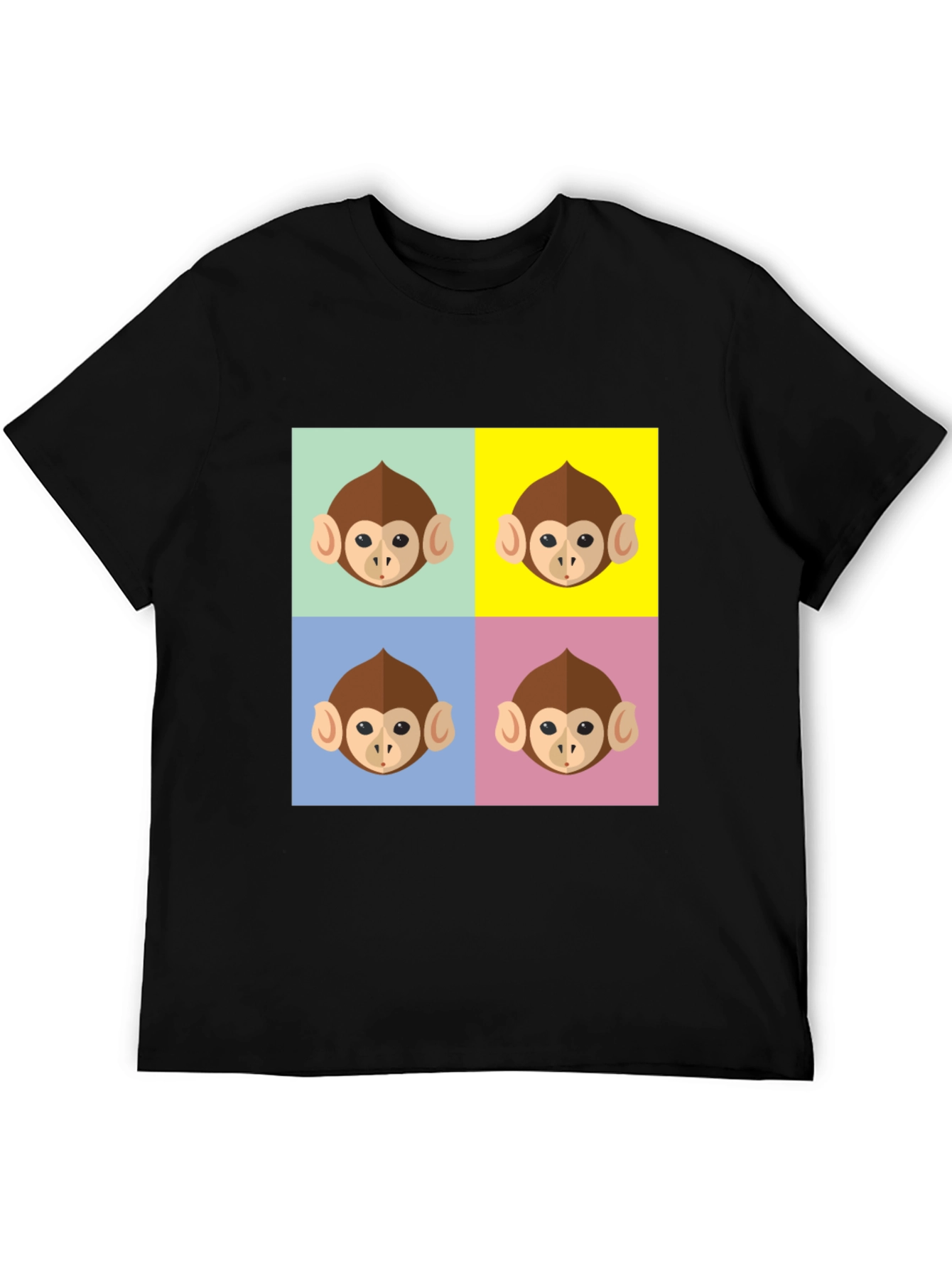 Black Funky Monkey Face Pop Art Graphic T-Shirt view 5