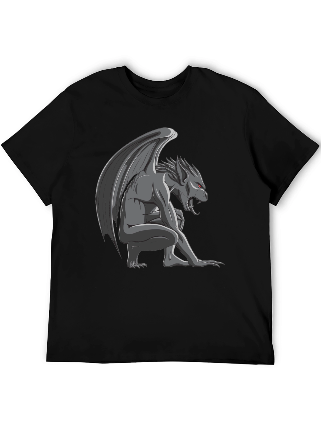 Black Gargoyle Graphic Tee - Black Cotton T-Shirt view 5