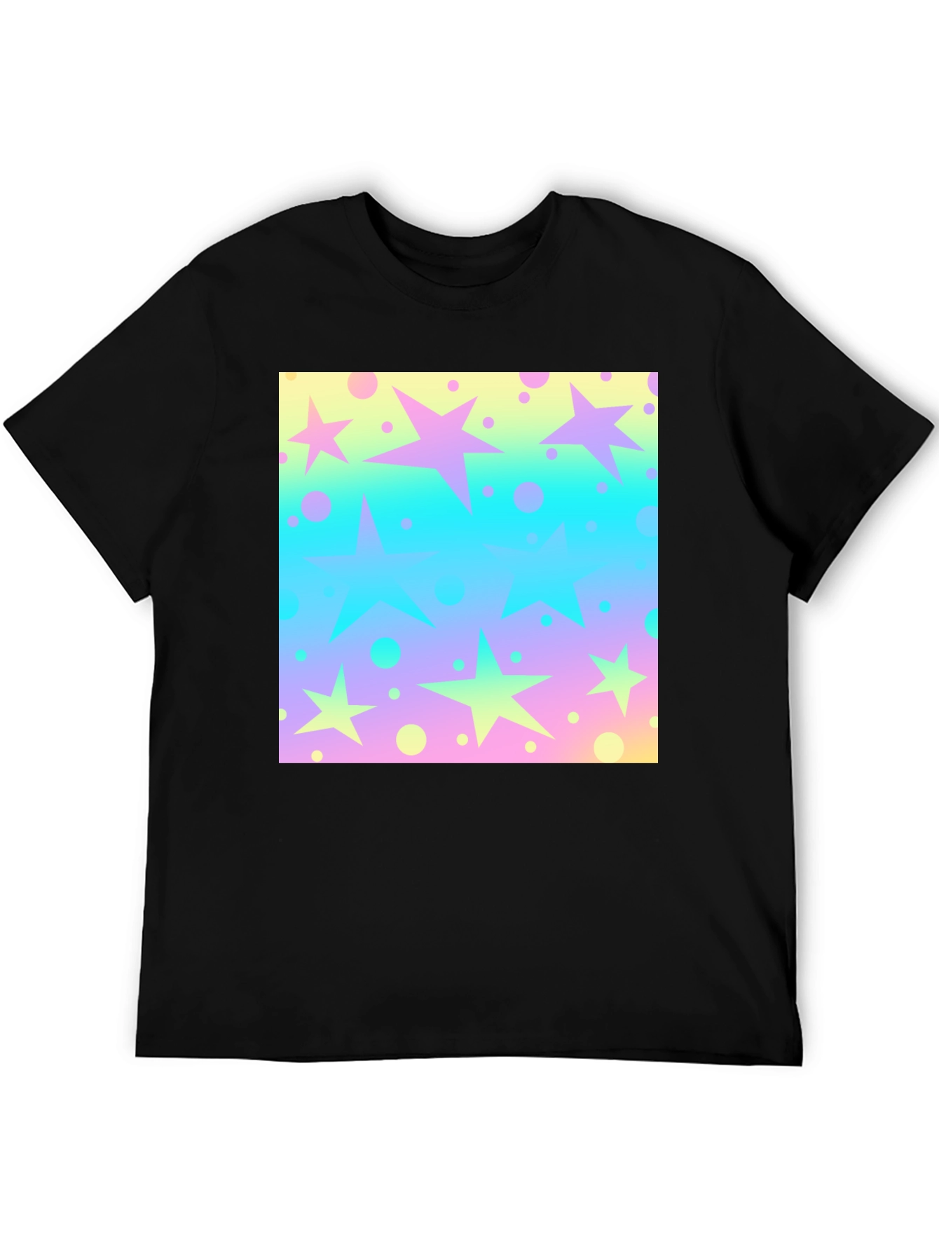 Black Starry Pastel Print Black T-Shirt view 5