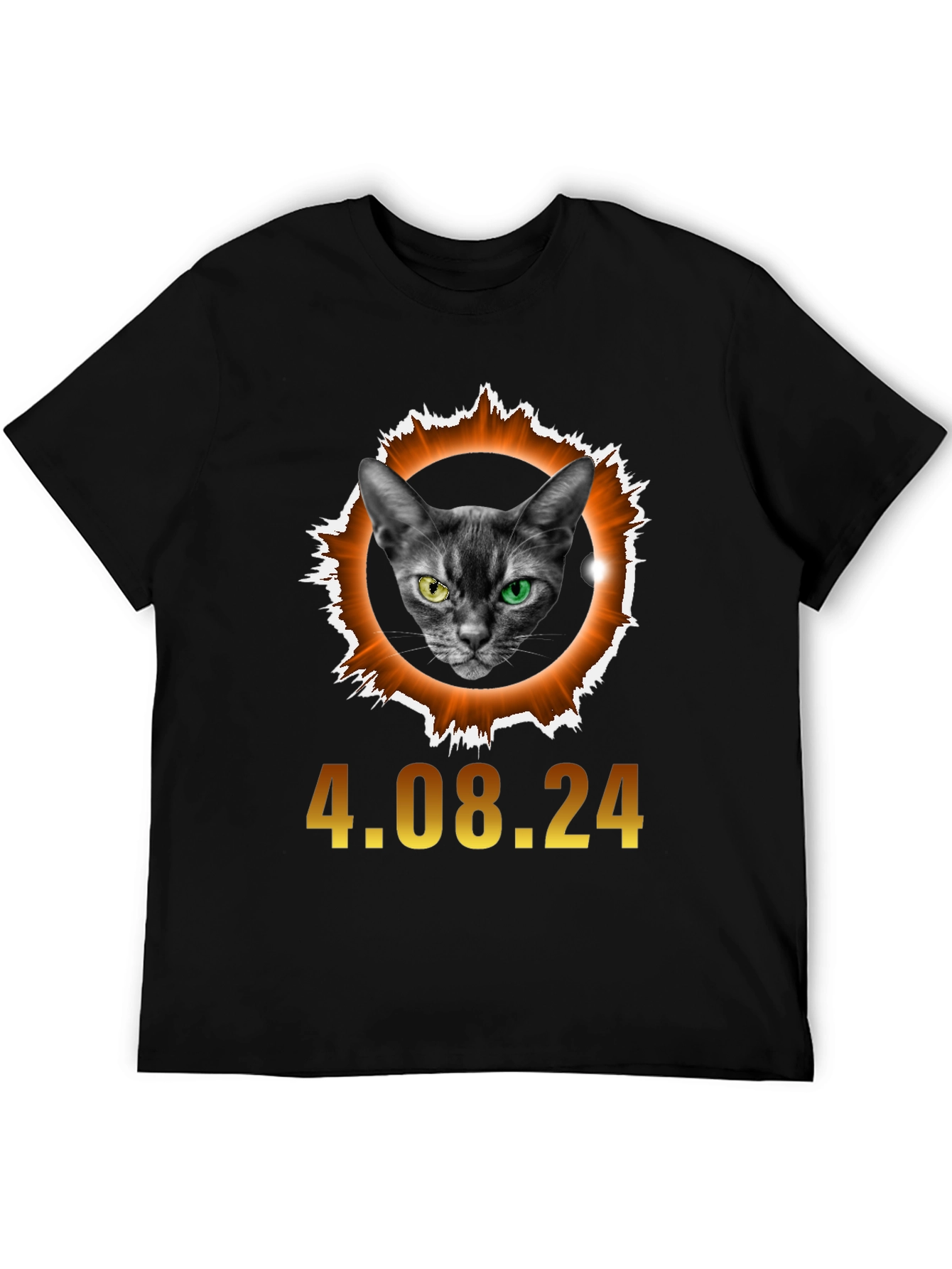 Black Eclipse Cat T-Shirt - April 8th, 2024 Solar Event view 5