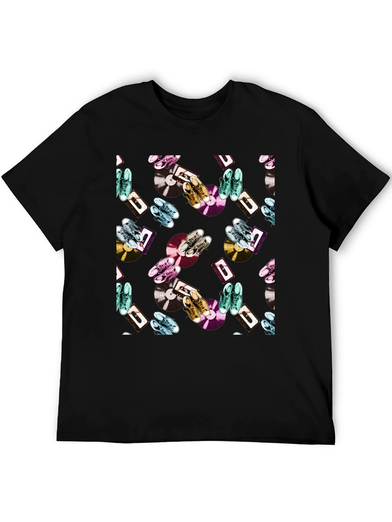 Black Retro Pattern T-Shirt view 5