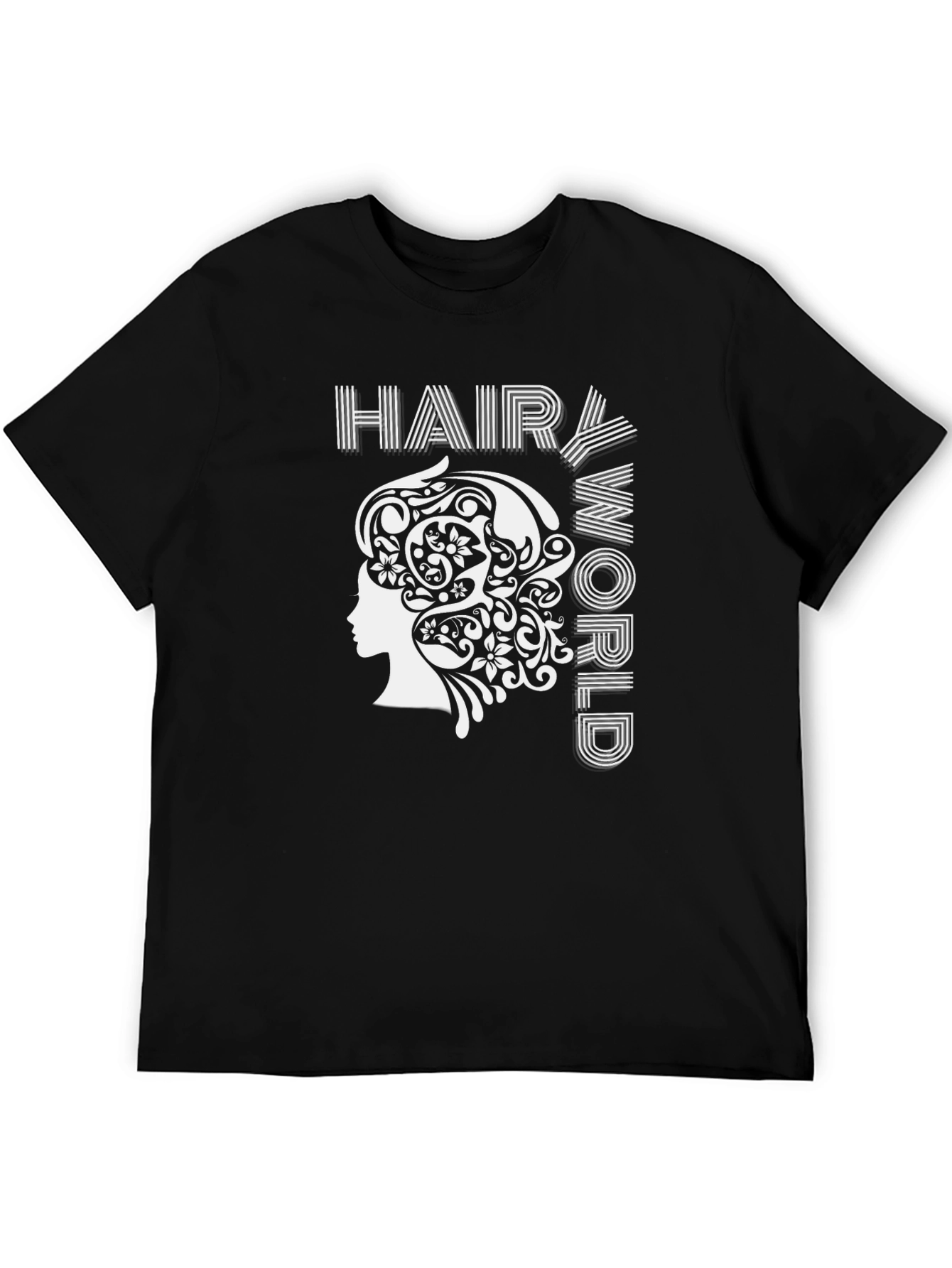 Black Hair World Graphic Tee - Unisex Black Cotton T-Shirt view 5