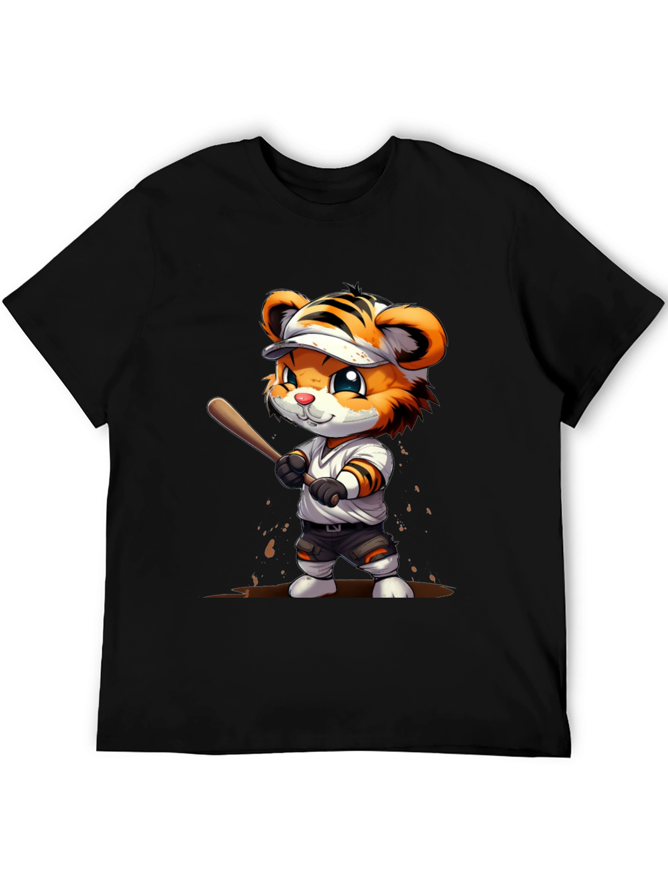 Black Tiger Baseball Player Graphic Tee view 5
