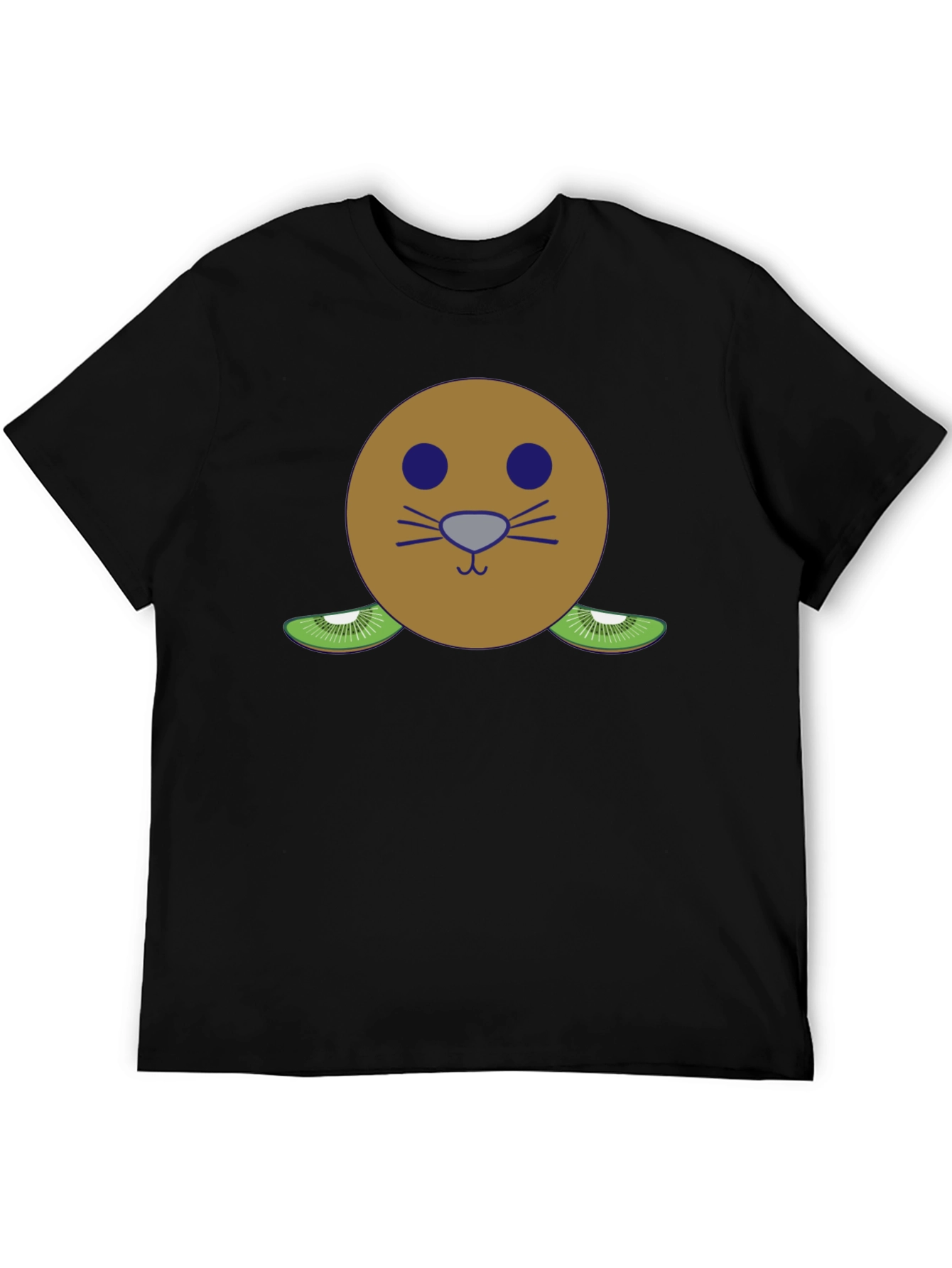 Black Kiwi Fruit Face T-Shirt - Funny Graphic Tee view 5