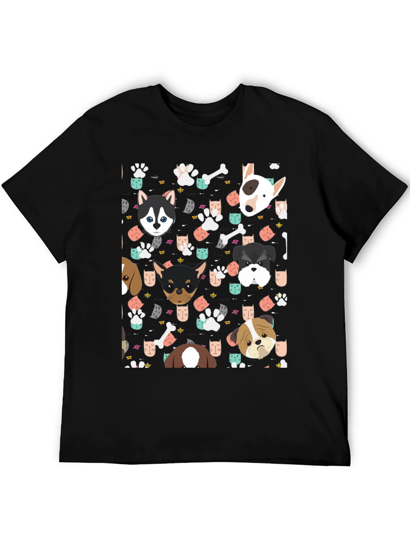 Black Dog Patterned Black Graphic Tee view 5