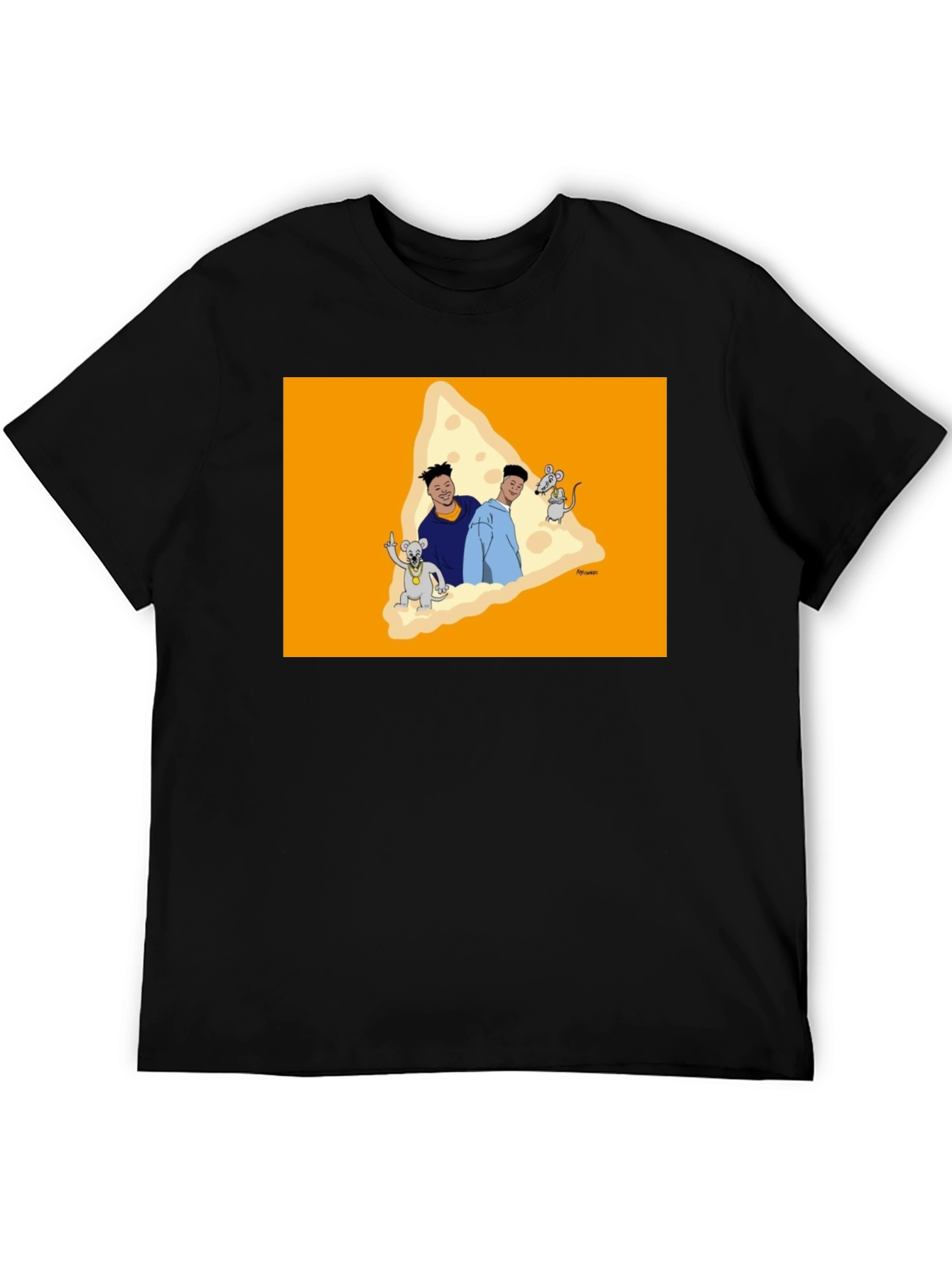 Black Cartoon Cheese Graphic T-Shirt view 5