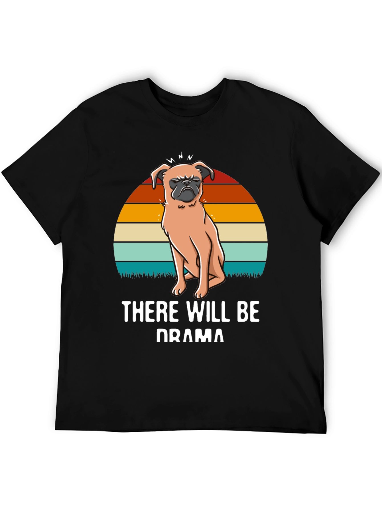 Black Drama Pug Graphic Tee - Unisex Black T-Shirt view 5