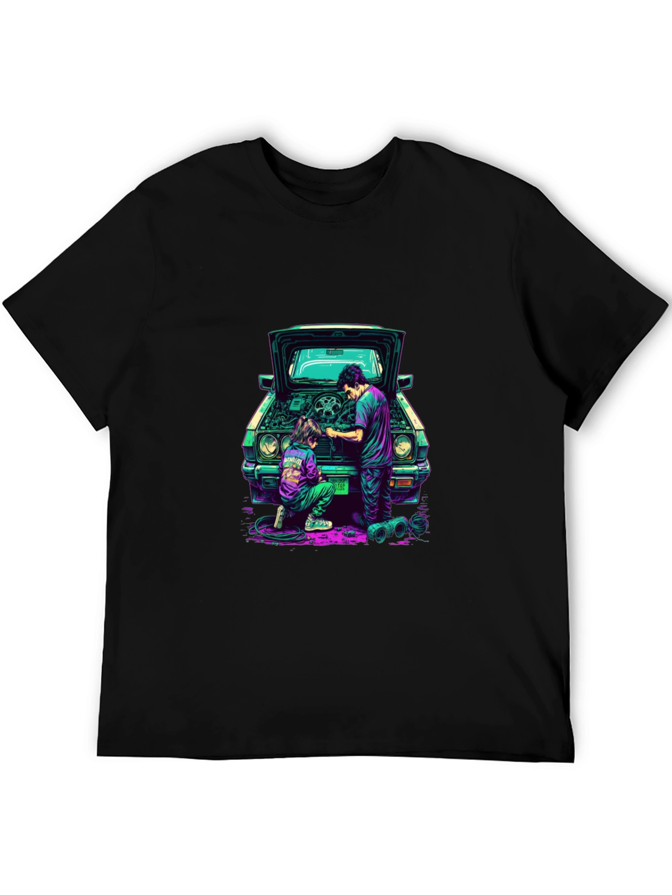 Black Cool Car Repair Graphic Tee view 5