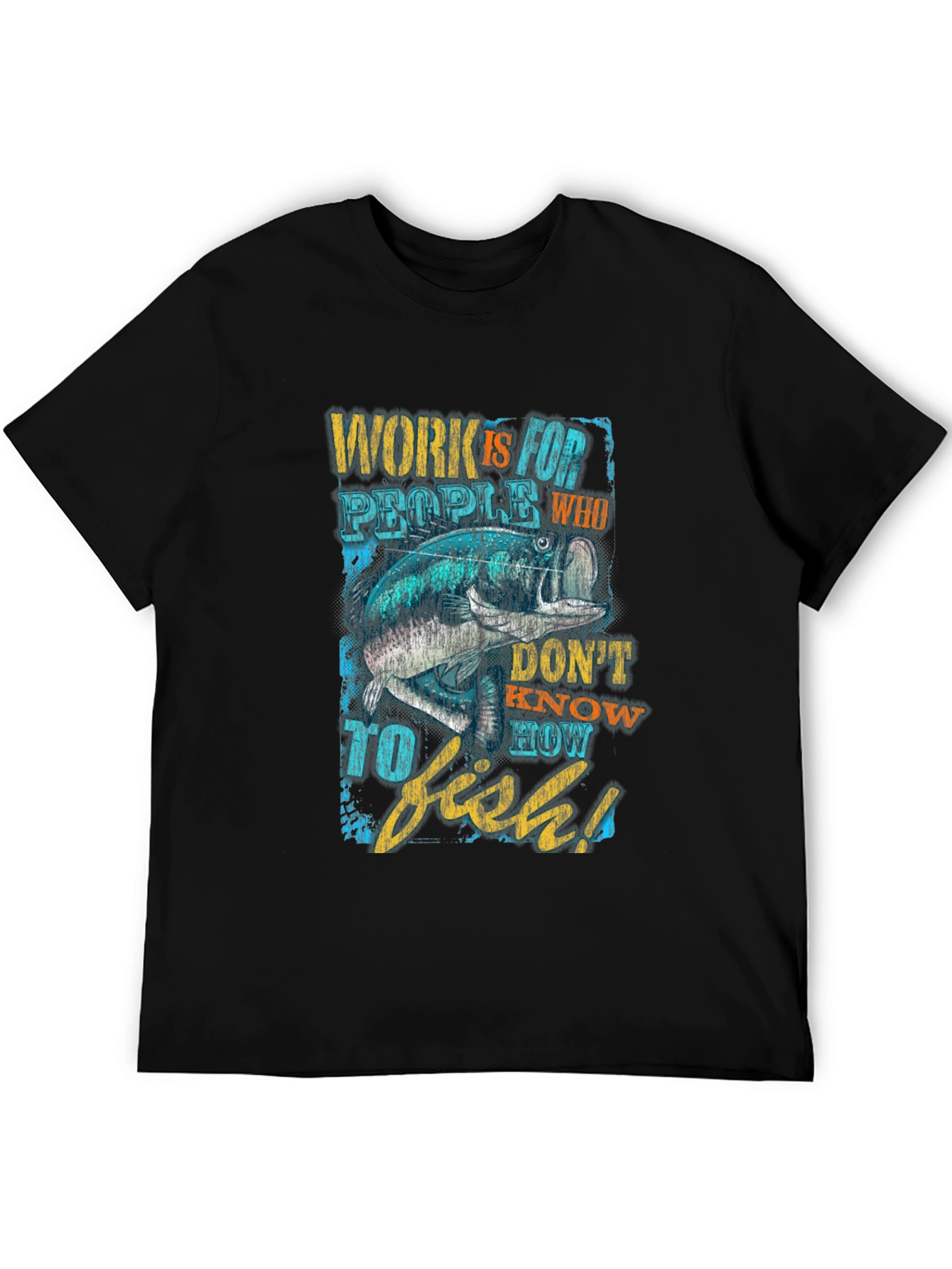 Black Fishing Graphic T-Shirt - Work is for People view 5