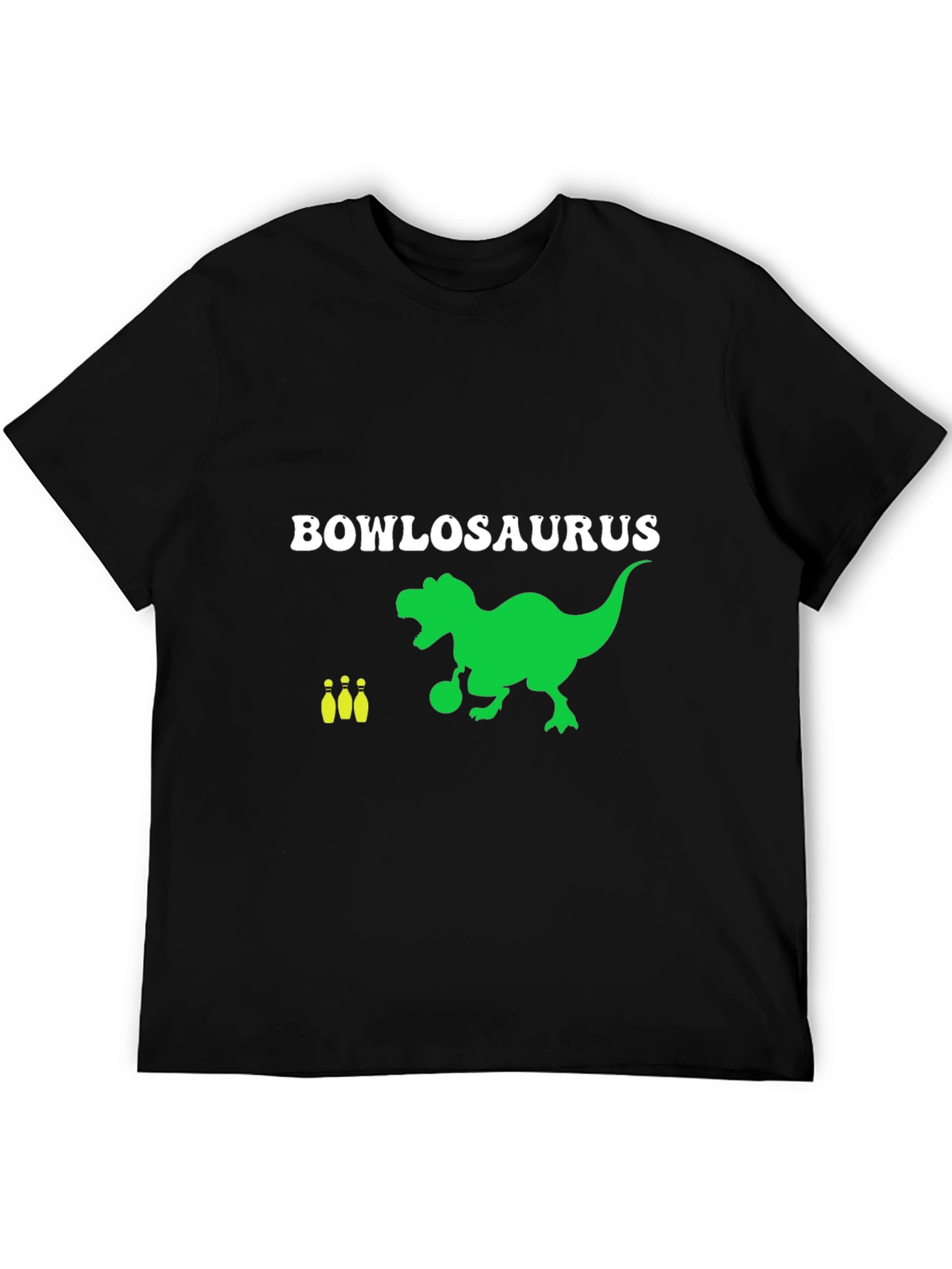 Black Bowlosaurus T-Shirt - Dinosaur Bowling Tee view 5